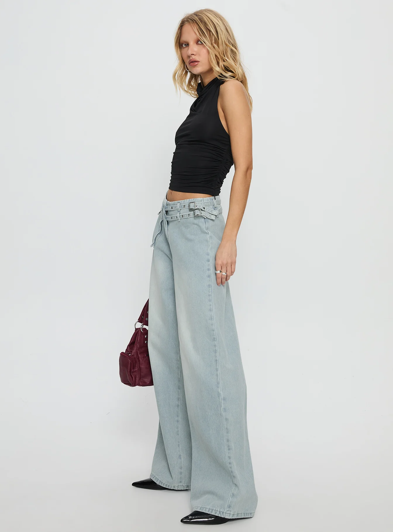 Paltrow Mid Rise Wide Leg Cargo Jeans Black