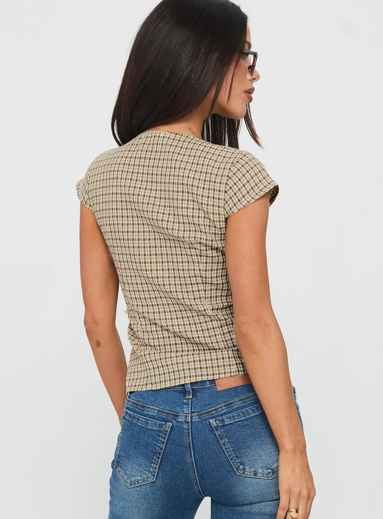 Indulgence Corset Top Beige Check