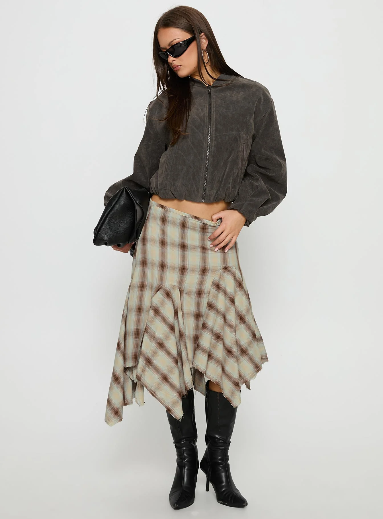 Toshie Asymmetrical Midi Skirt Multi Check