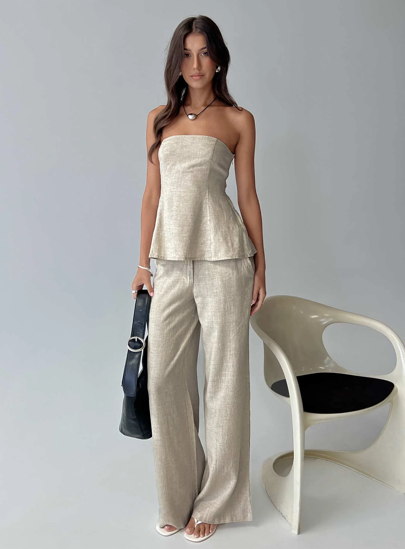 Syrena Tailored Wide Leg Pant Natural
