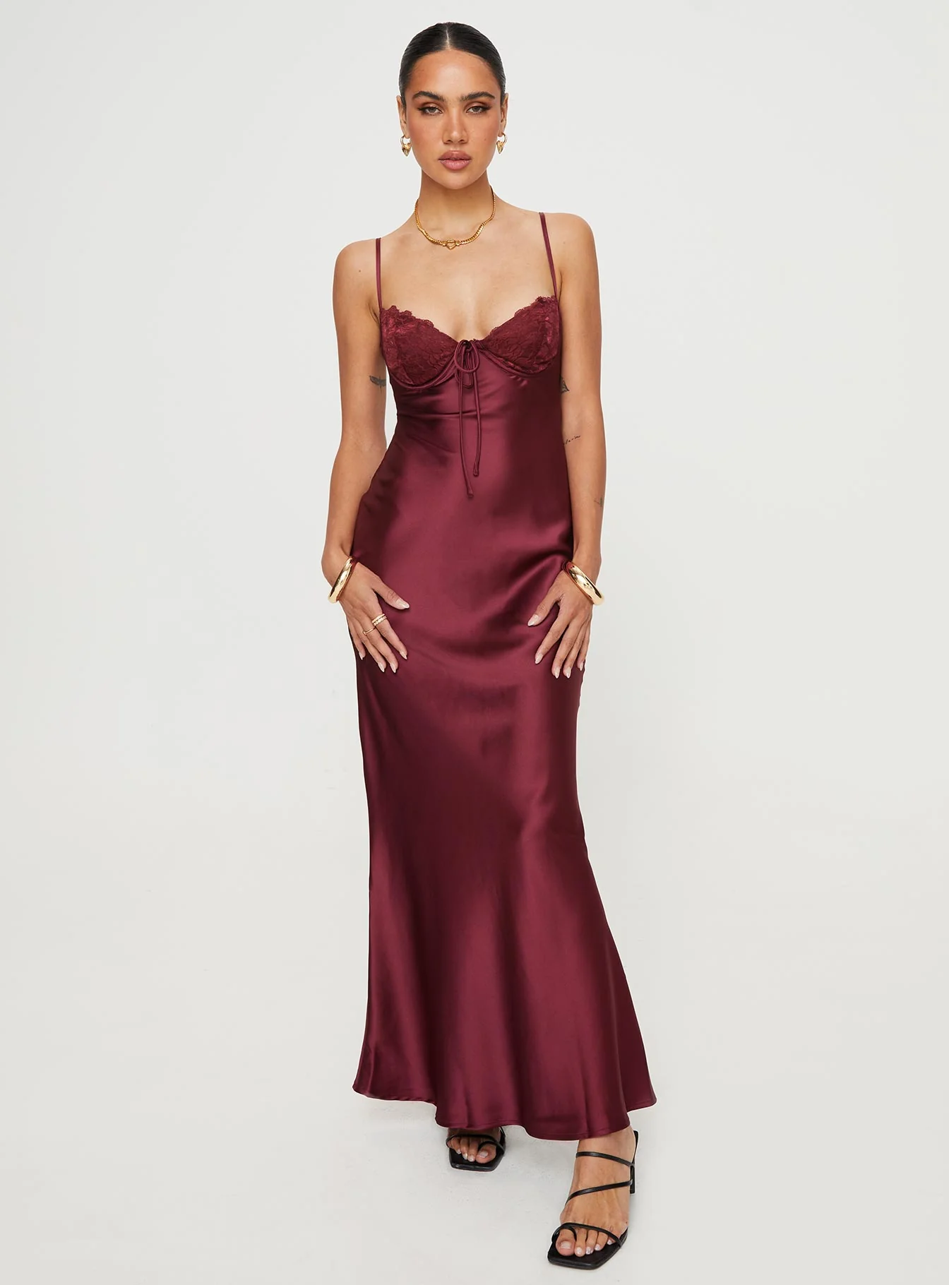 Fadyen Bias Cut Maxi Dress Burgundy