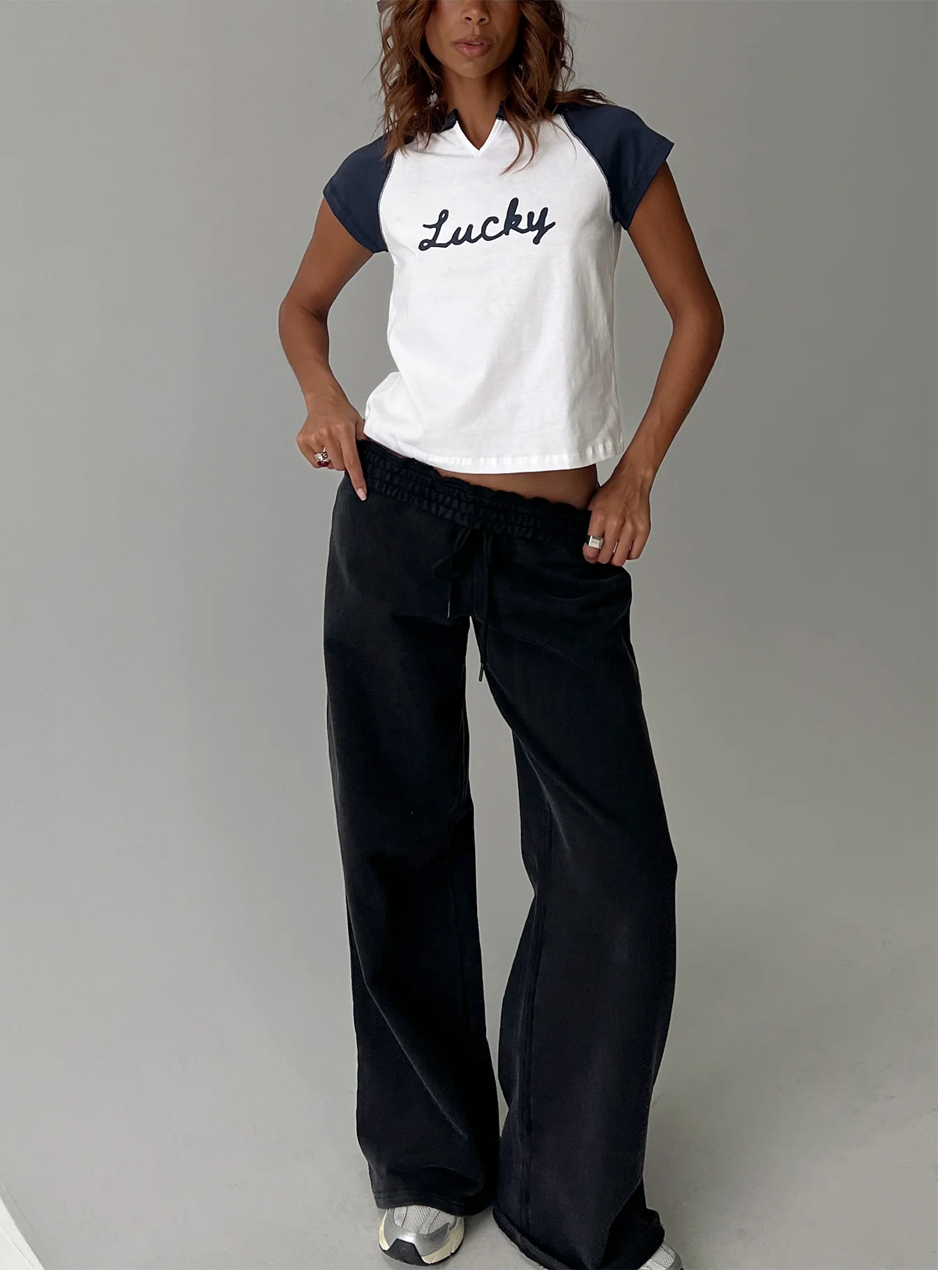 Southern Charm Graphic Baby Tee Navy / White