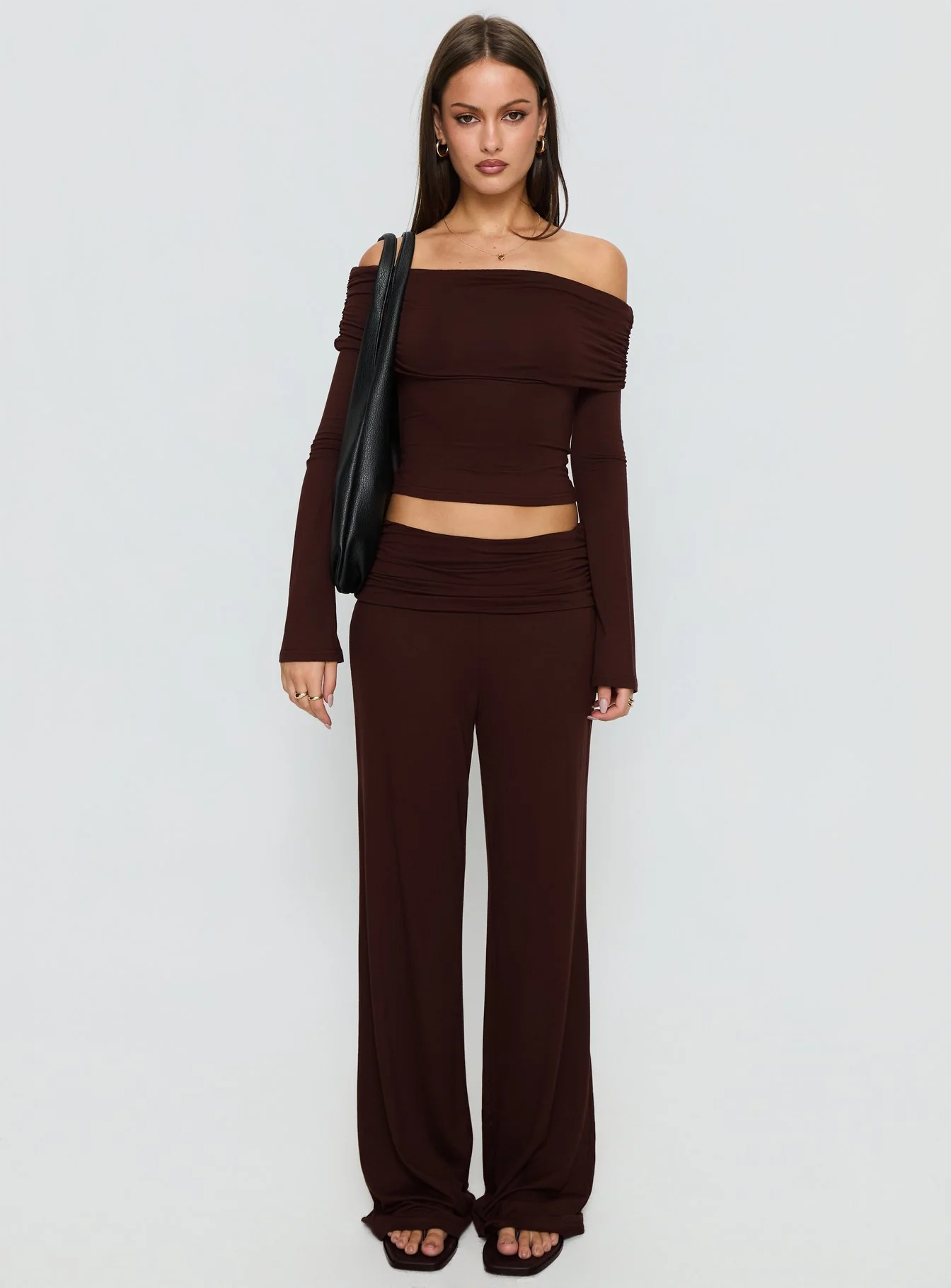 Fawne Ruched Folded Pants Brown