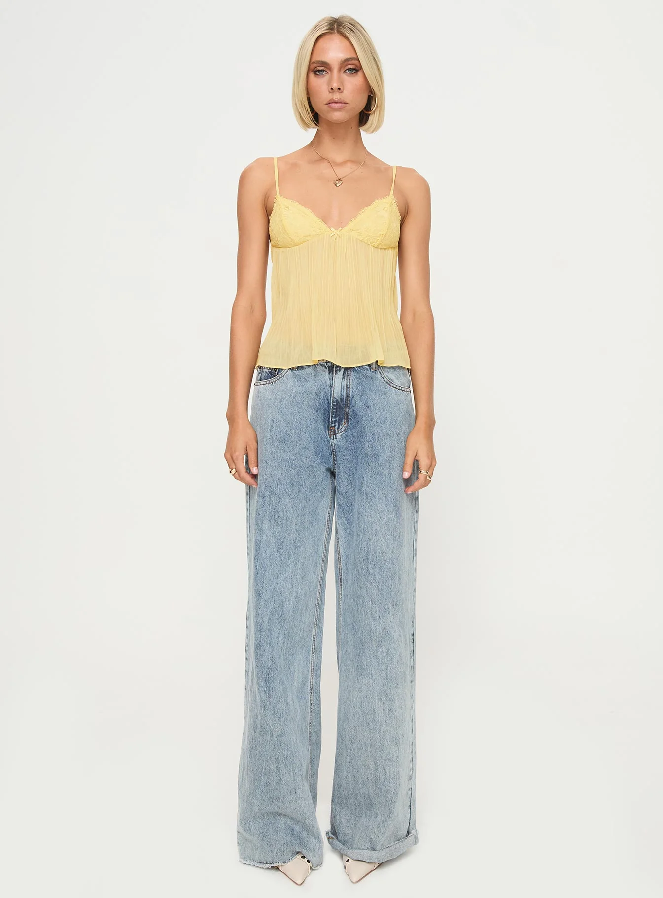 Zami Pleat Top Lemon