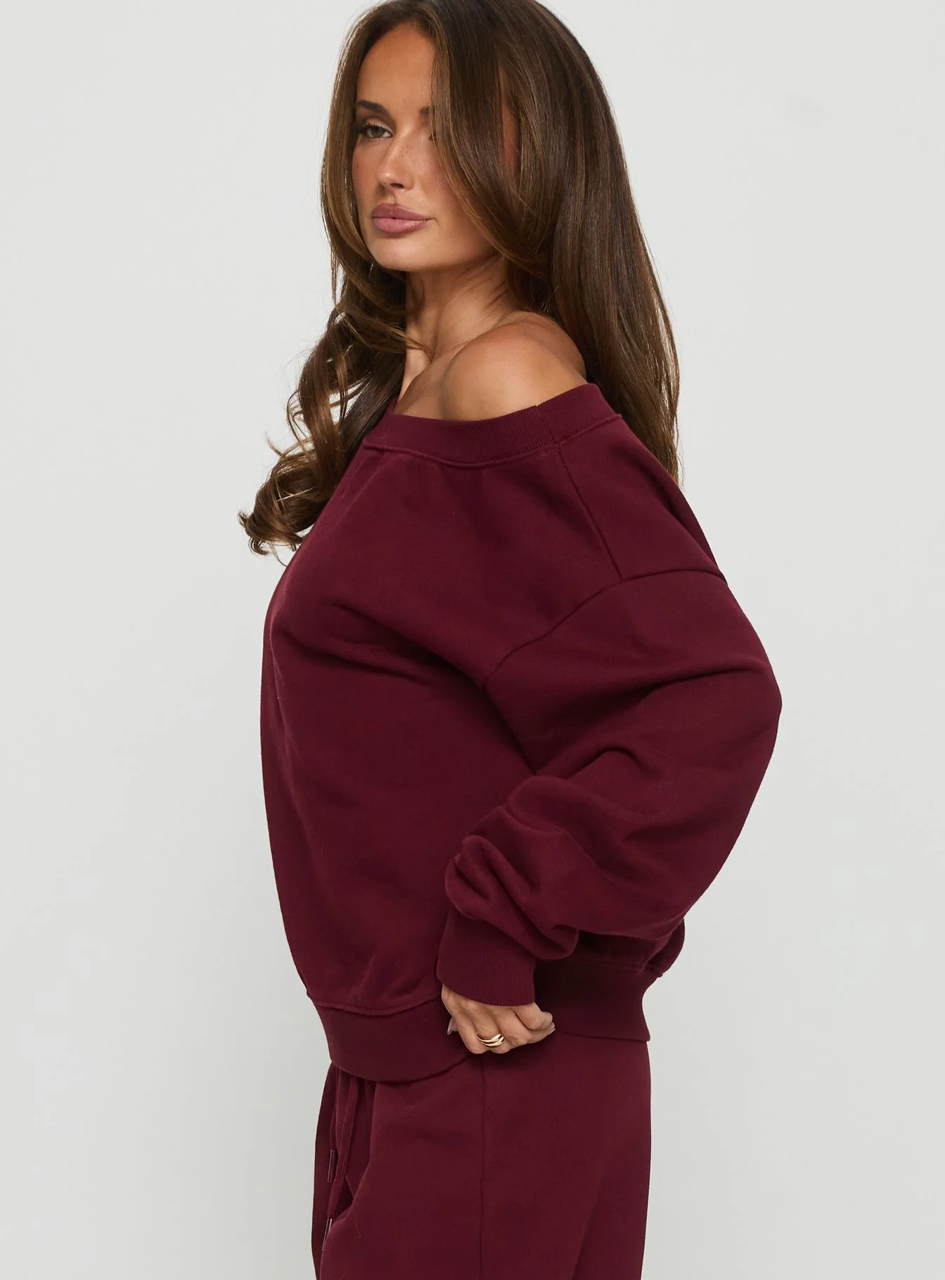 Wellness Off the Shoulder Jumper Currant