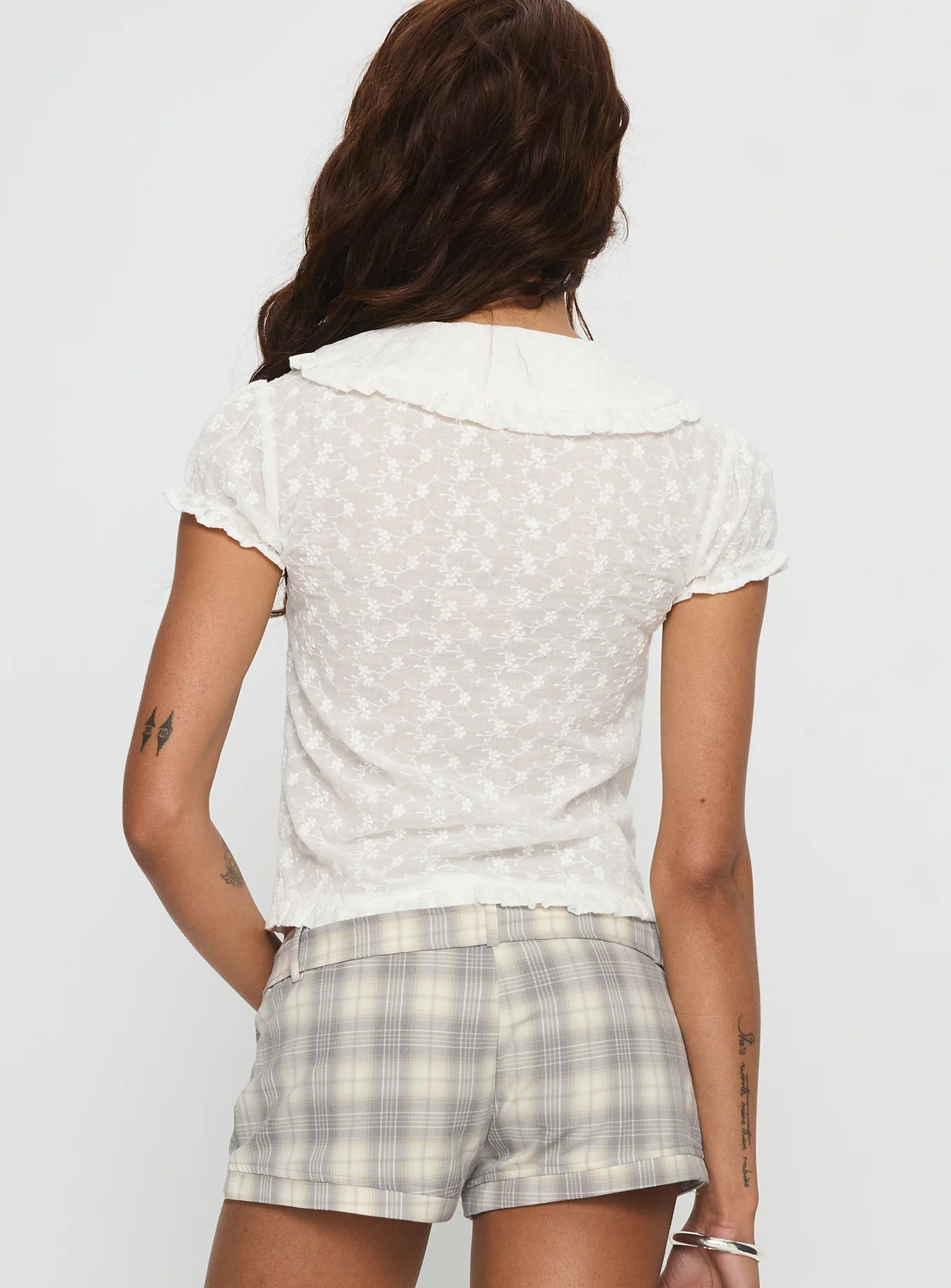 Angellika Oversized Collar Button Up Top White