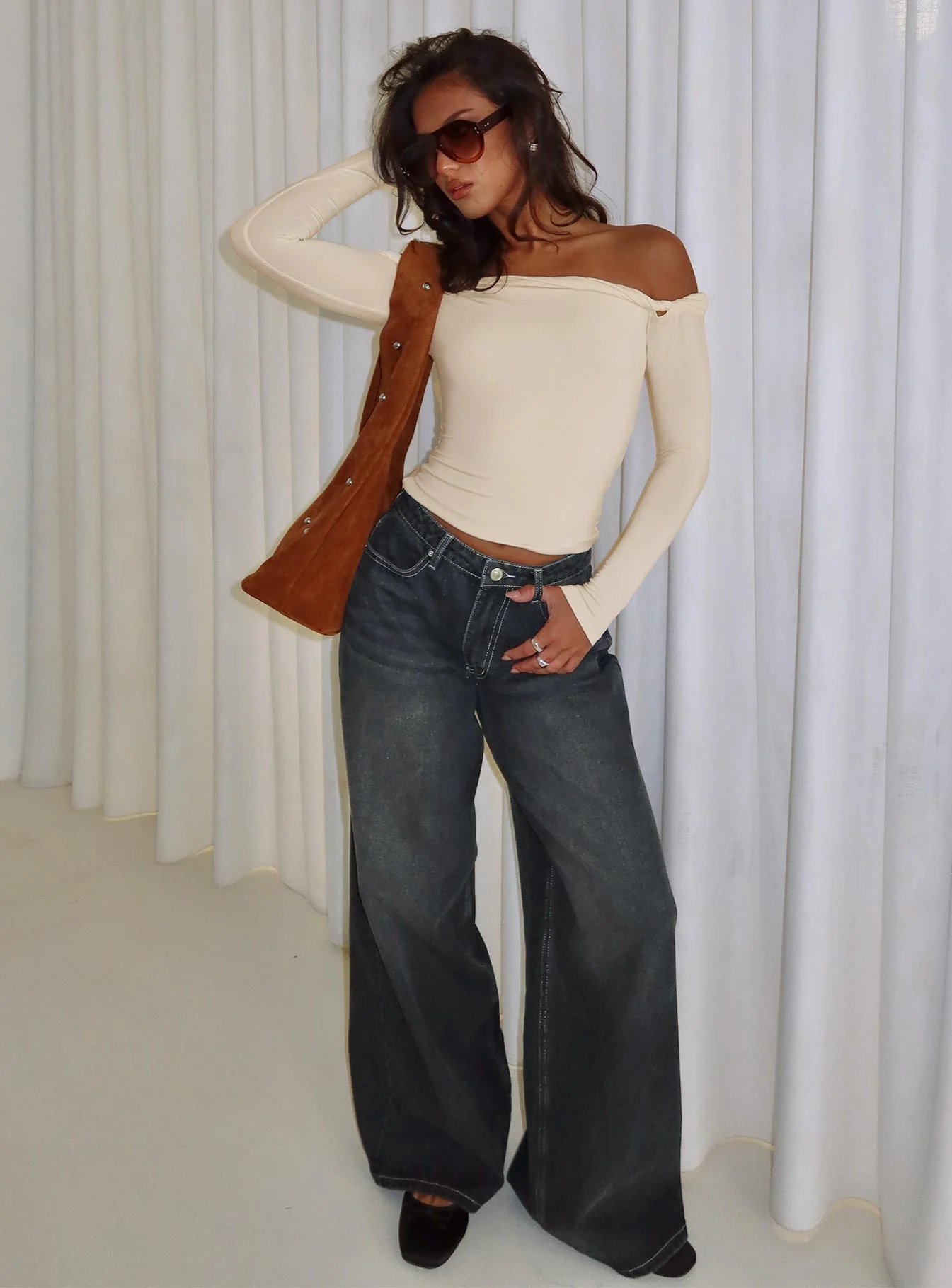 Naylor Wide Leg Jeans Grey Wash