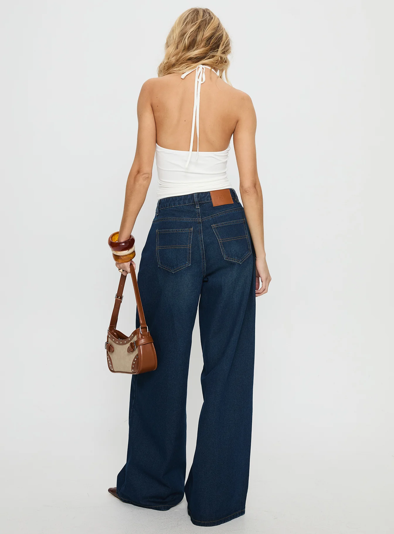 Naylor Mid Rise Wide Leg Jeans Mid Blue Denim