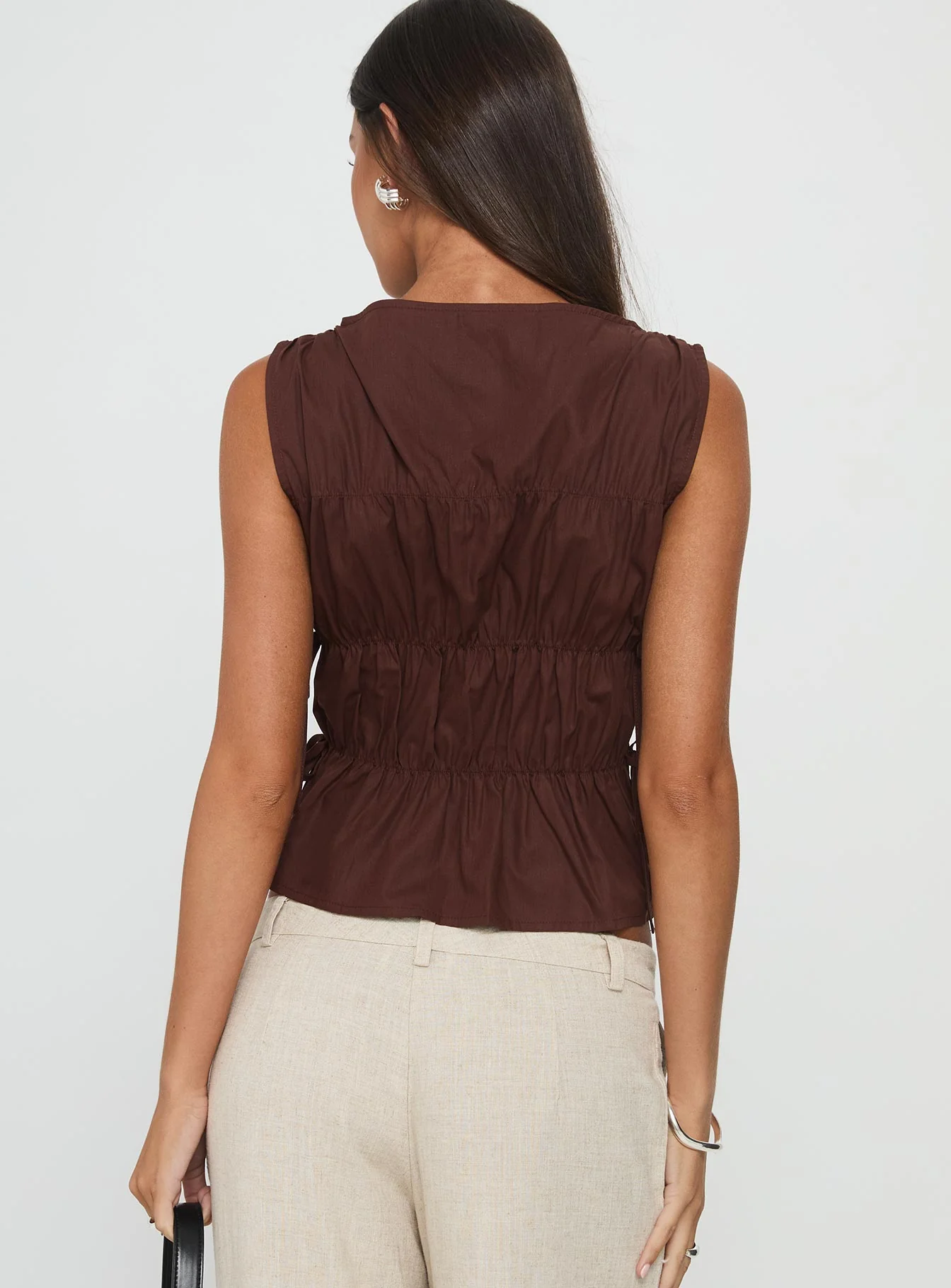 Endless Summers Tie Side Top Chocolate