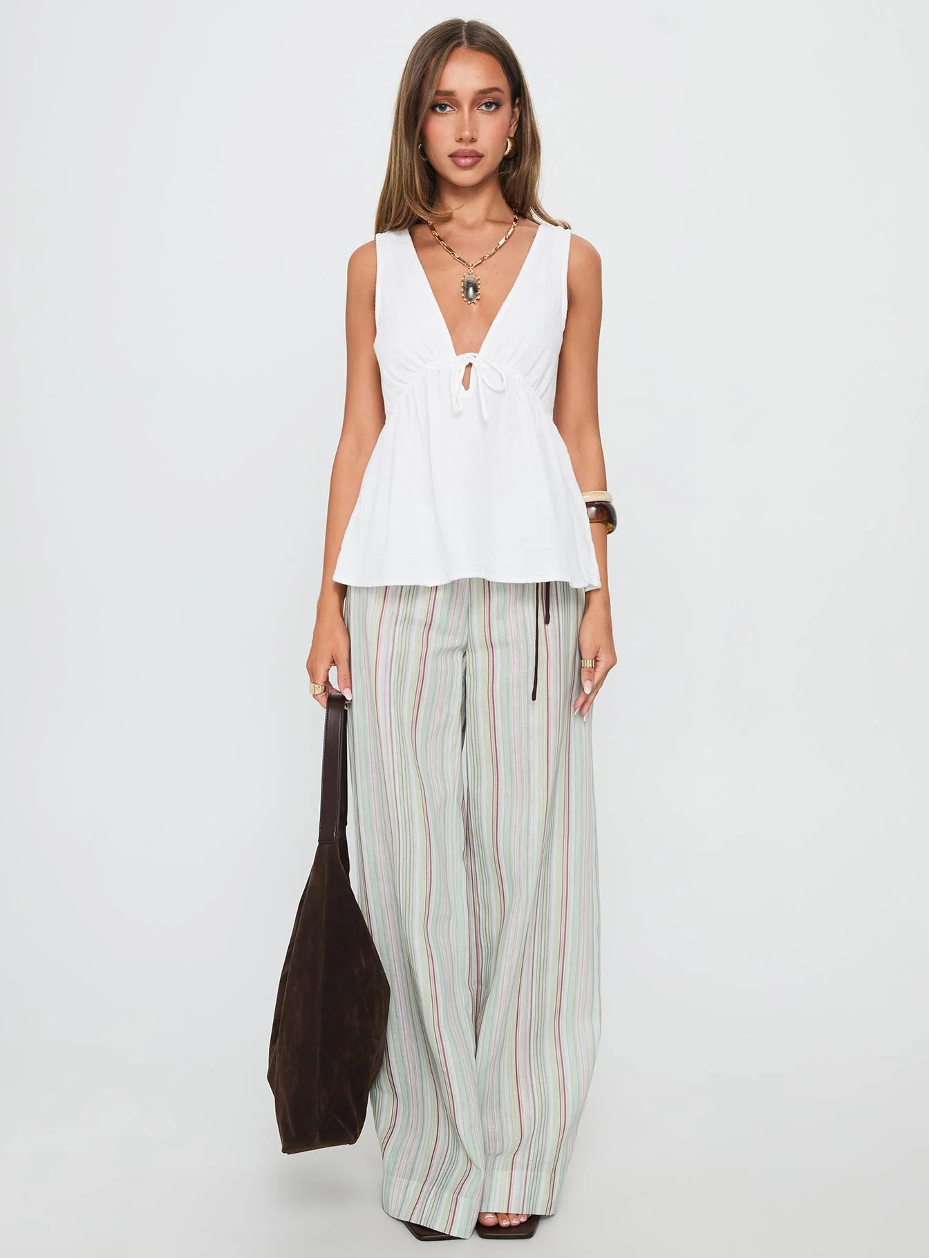 Dianna Babydoll Cami Top White