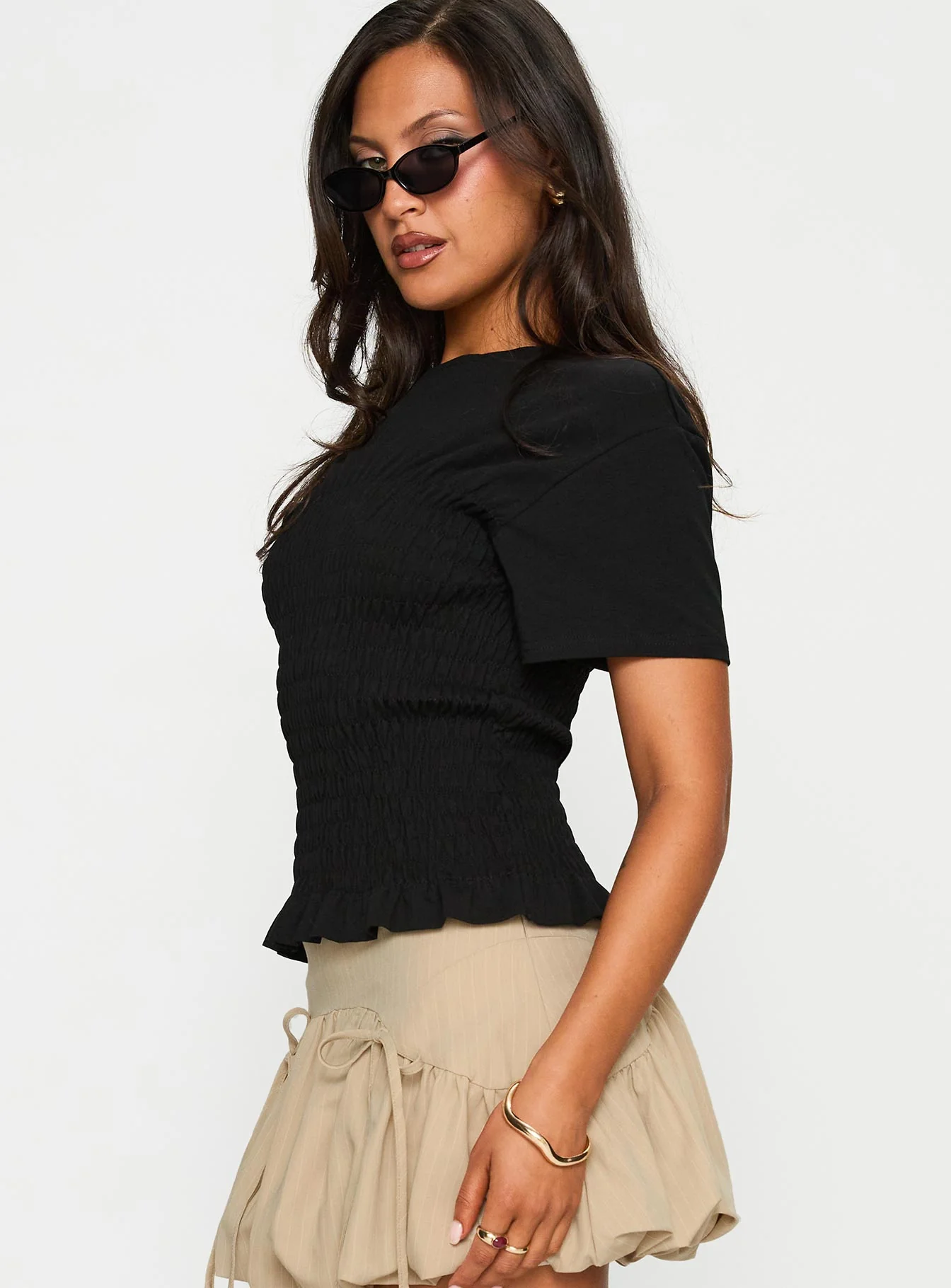 Maybe Tomorrow Ruched Top Black