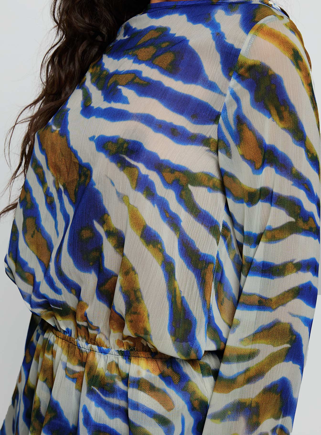 Get Closer Backless Romper Blue Zebra