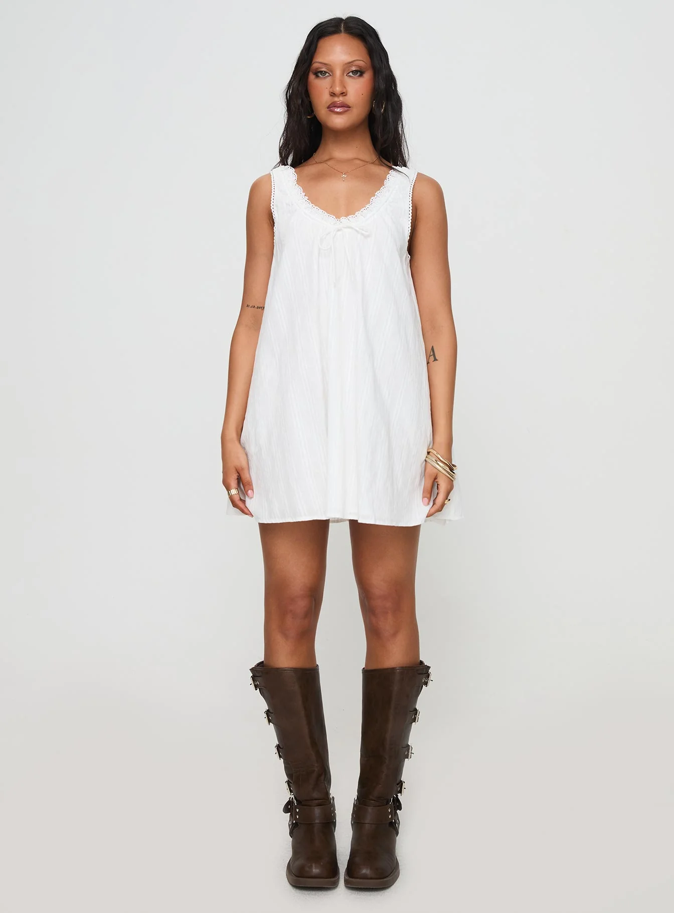 Antiquity Swing Mini Dress White
