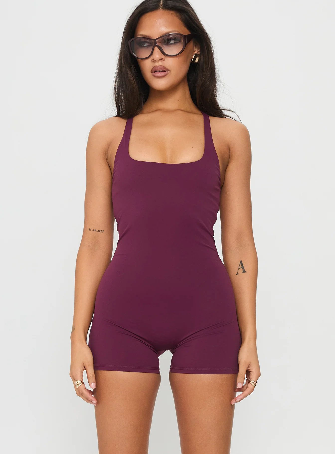 Run The Play Active Romper Plum