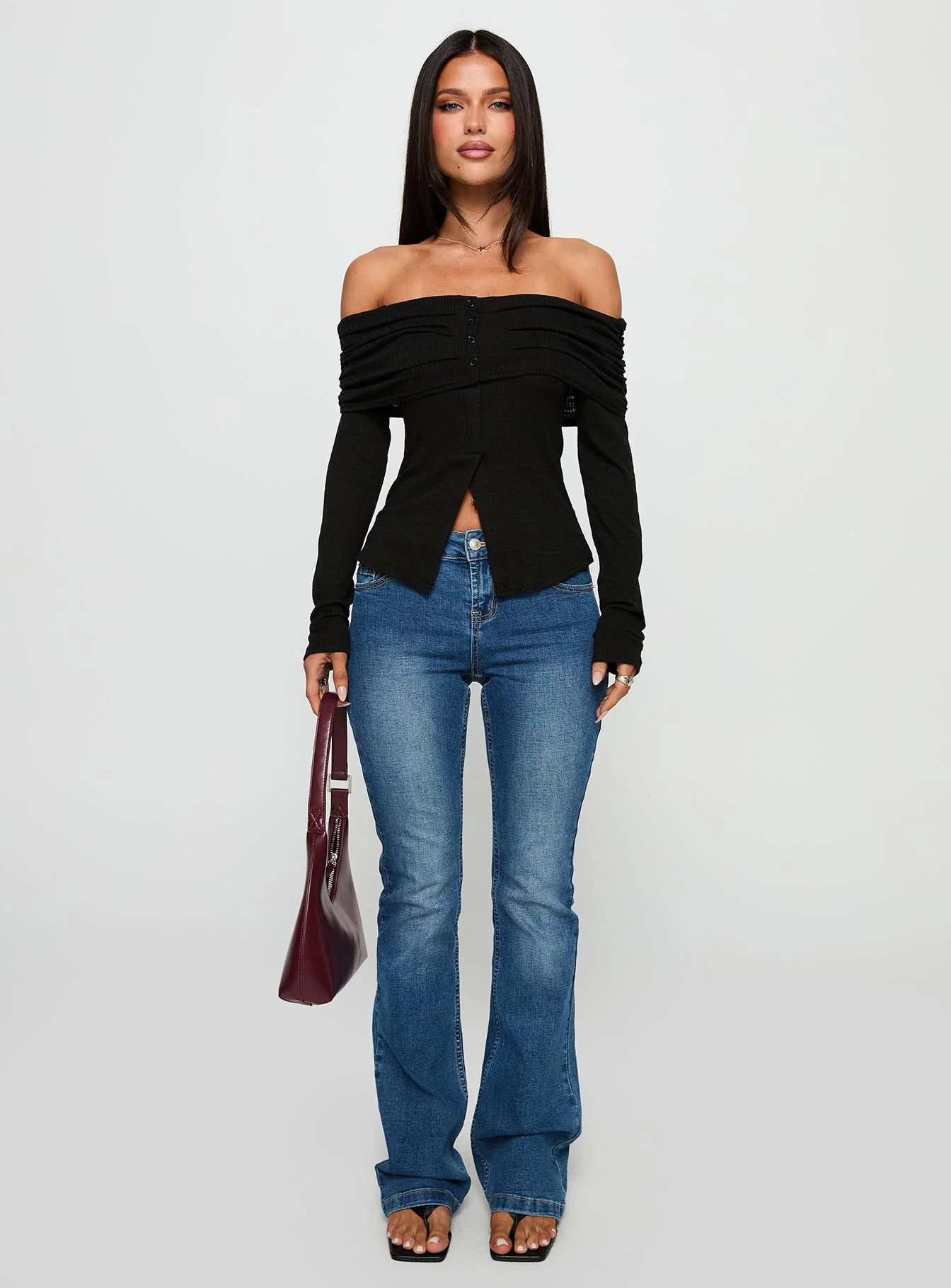 Victorea Off Shoulder Top Black