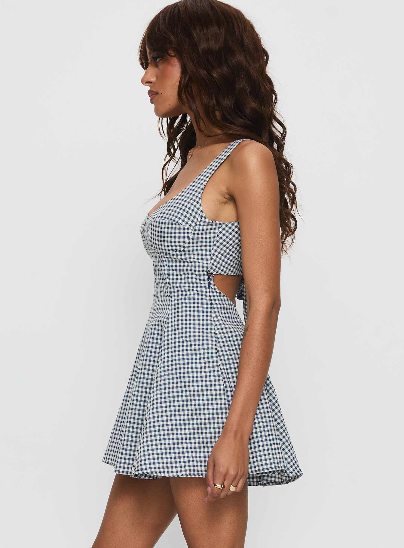 Honeysucker Floaty Playsuit Blue Check