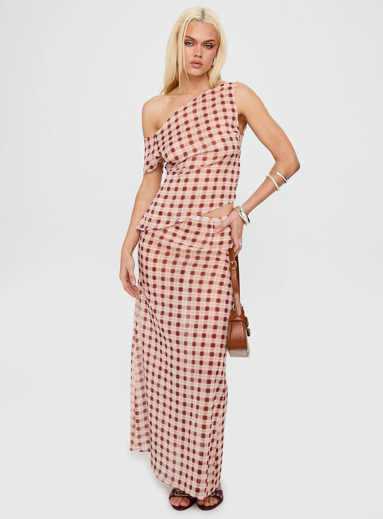 Surina Skirt Peach Check