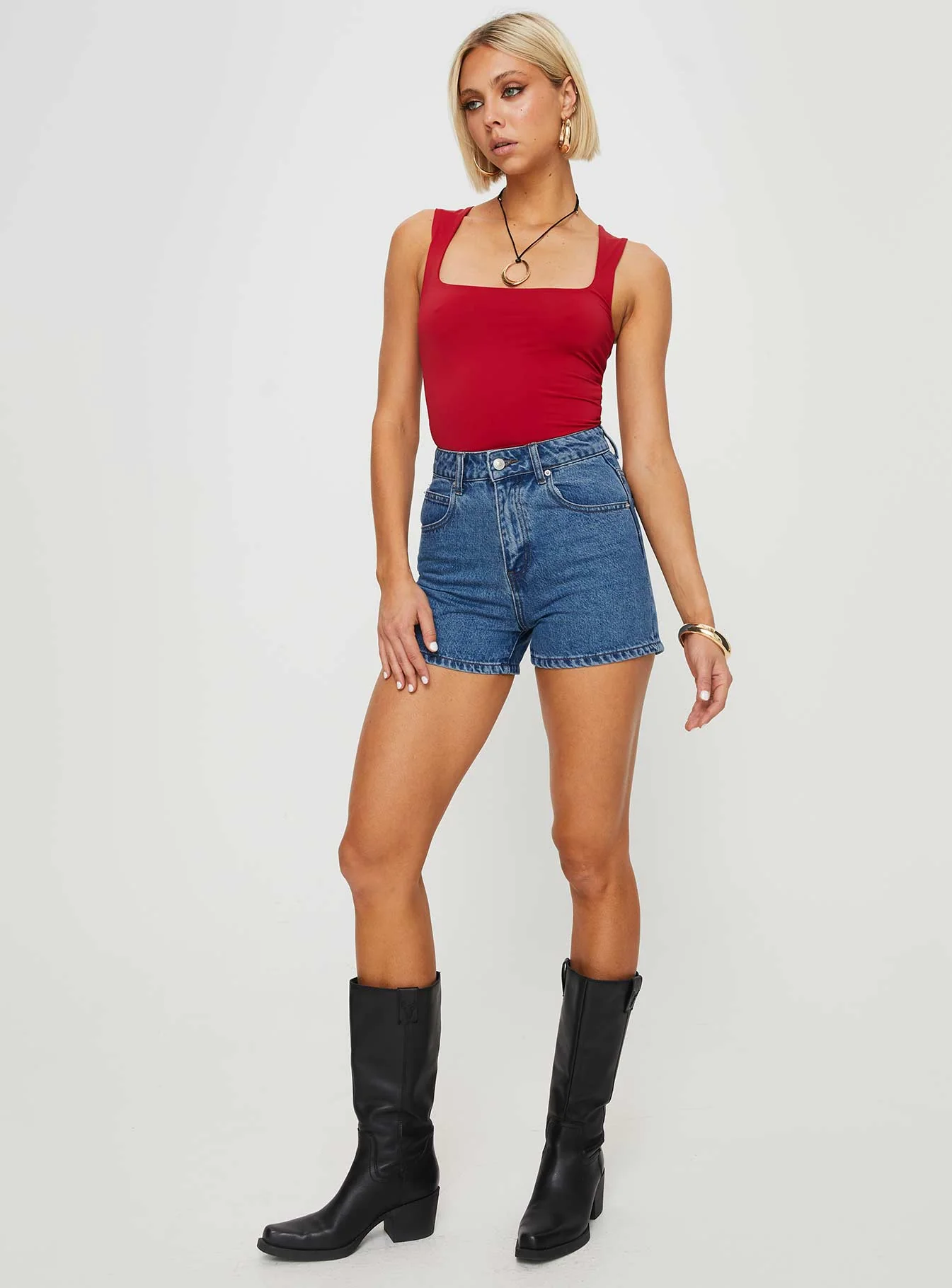 Tropicana Denim Shorts Mid Wash Tall