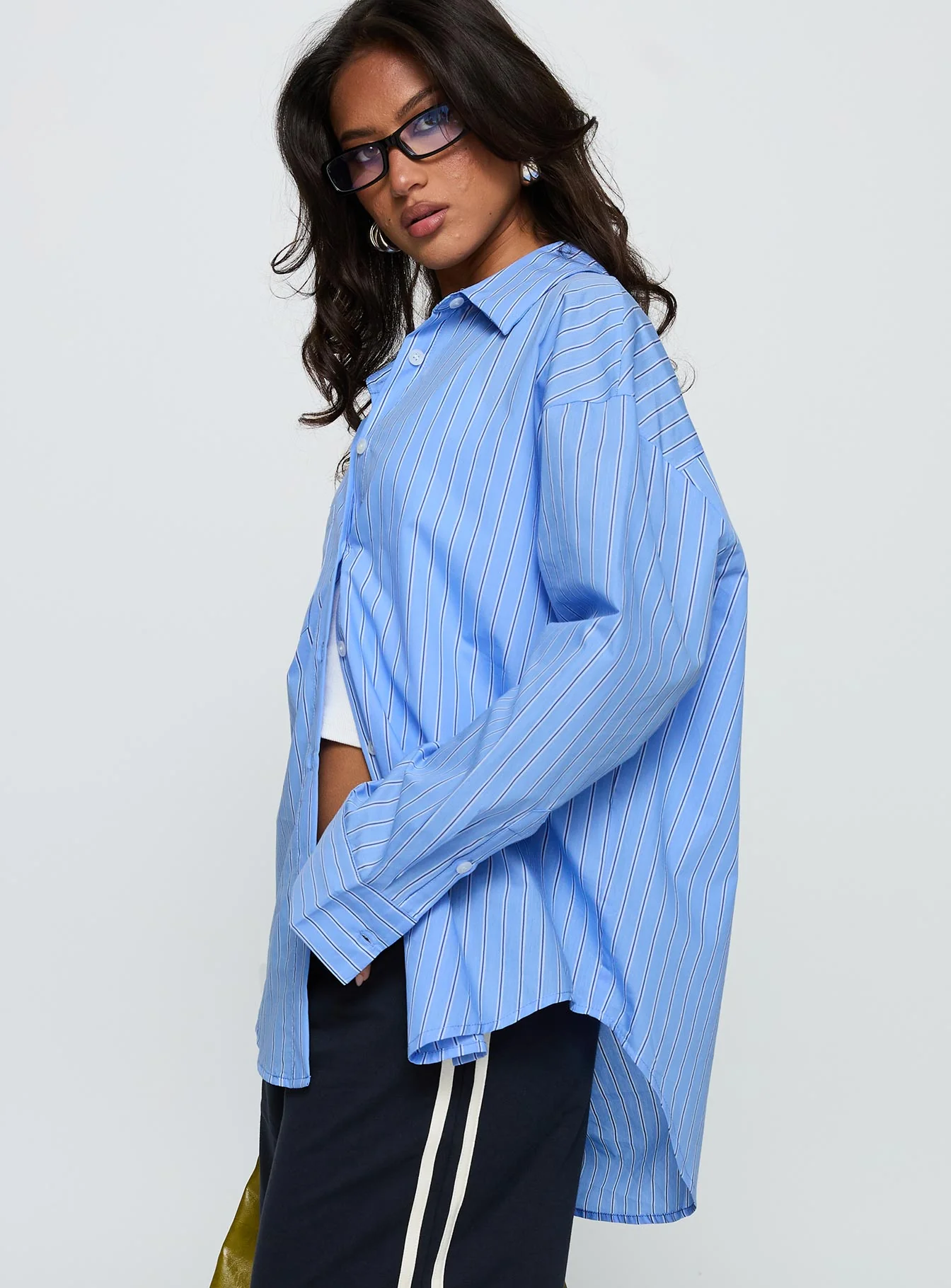 Kodhi Oversized Long Sleeve Top Blue Stripe