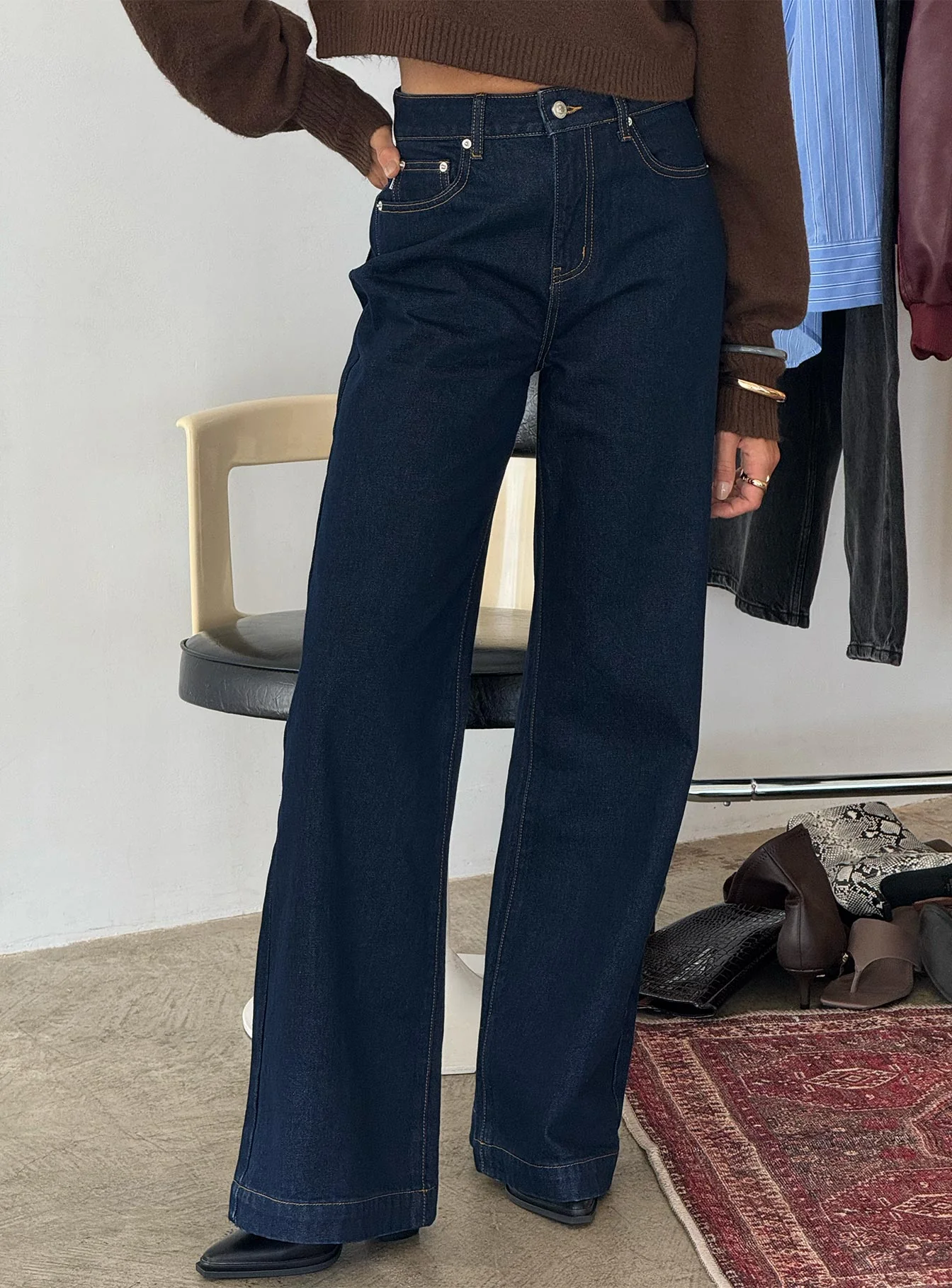 Goldie High Rise Wide Leg Jeans Indigo