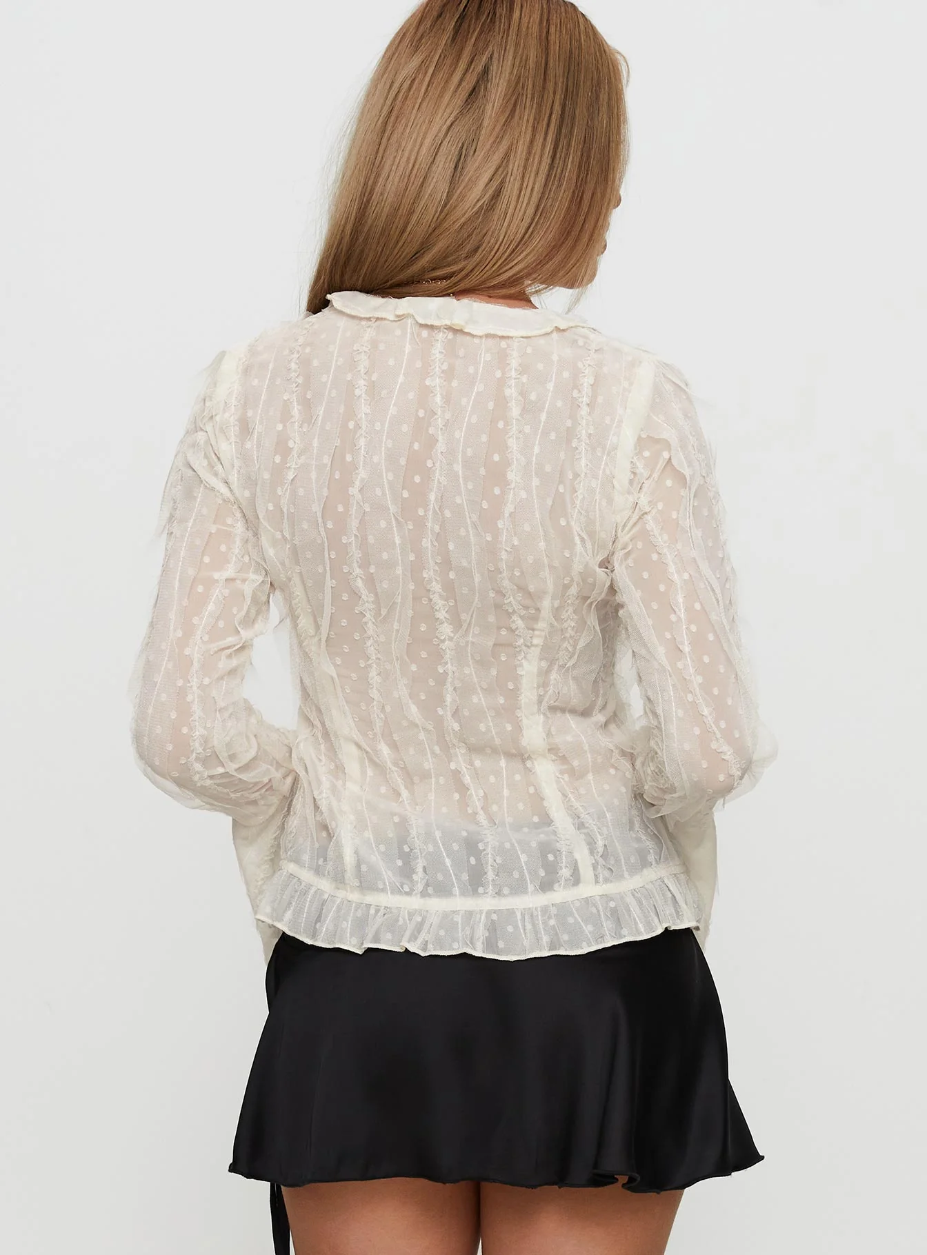 Sainz Frill Long Sleeve Top Cream