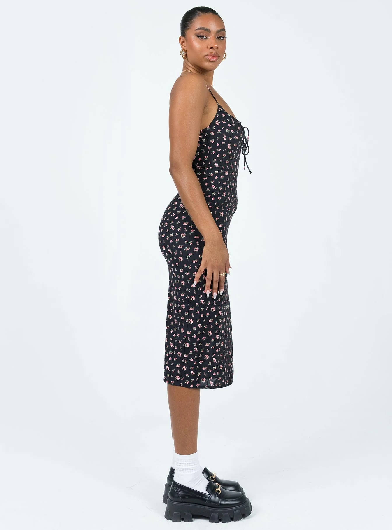 Noda Midi Dress Black / Floral