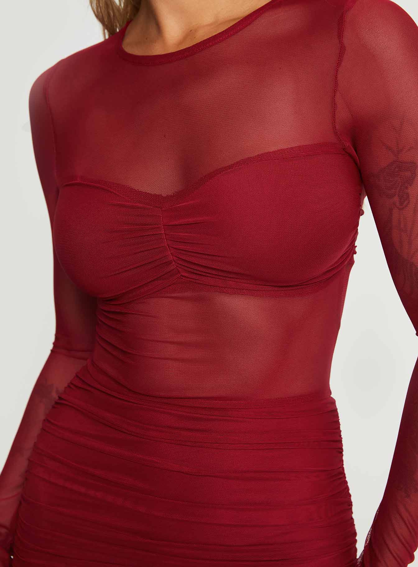 Hapstall Long Sleeve Mini Dress Burgundy