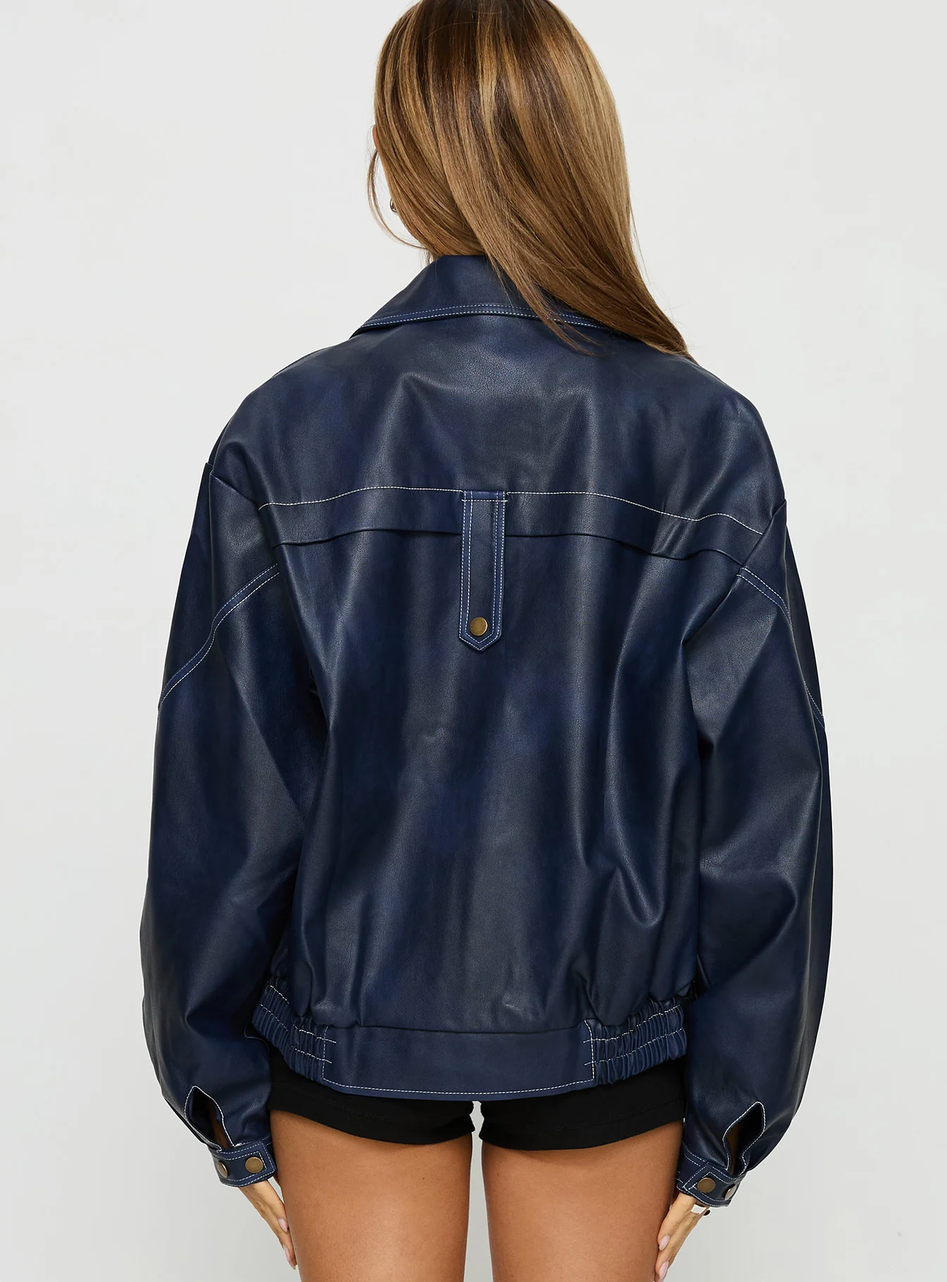 Jaxton Faux Leather Jacket Navy