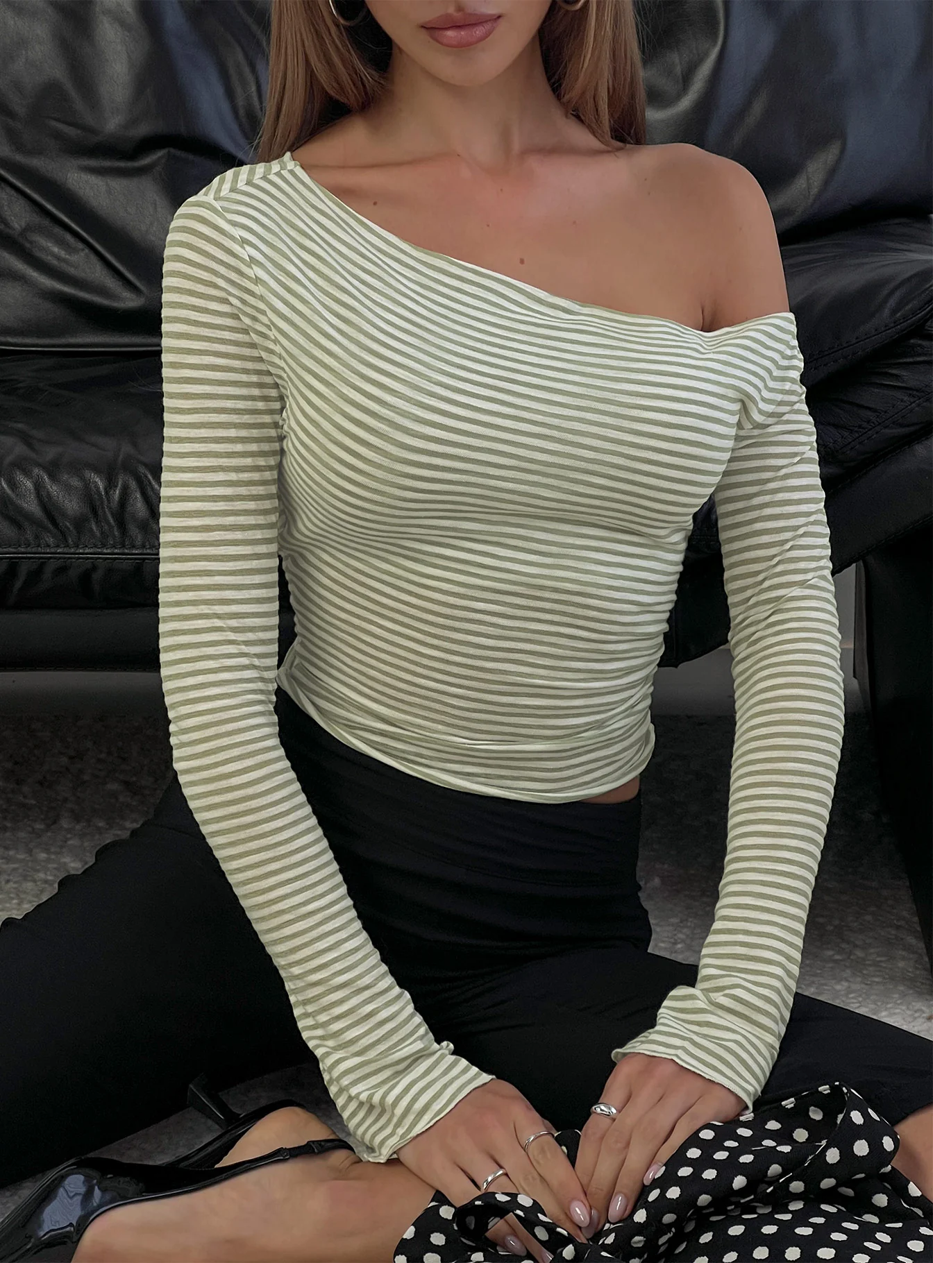 Synergies Long Sleeve Top Sage / White Stripe