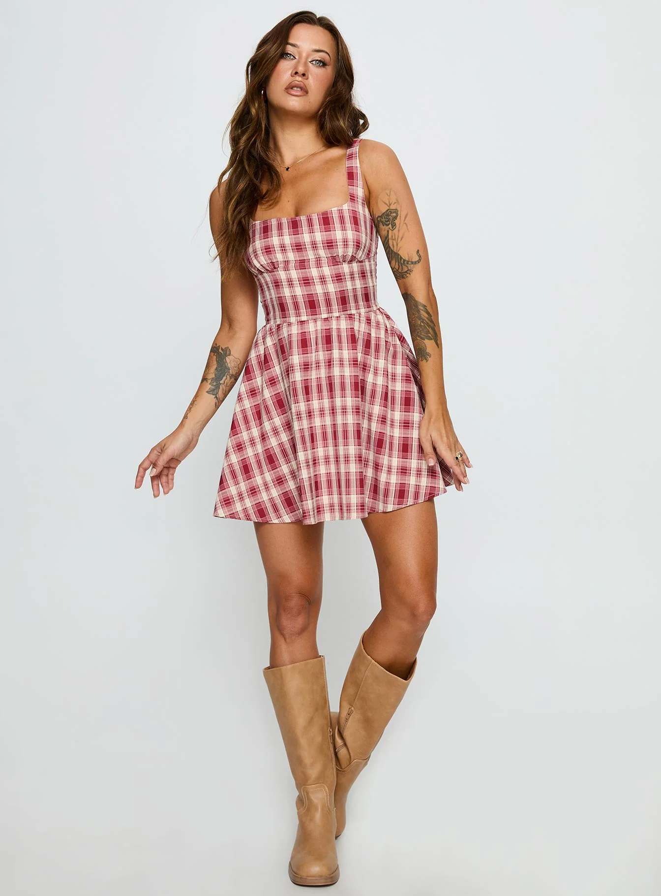 Ofeliah Mini Dress Red Check