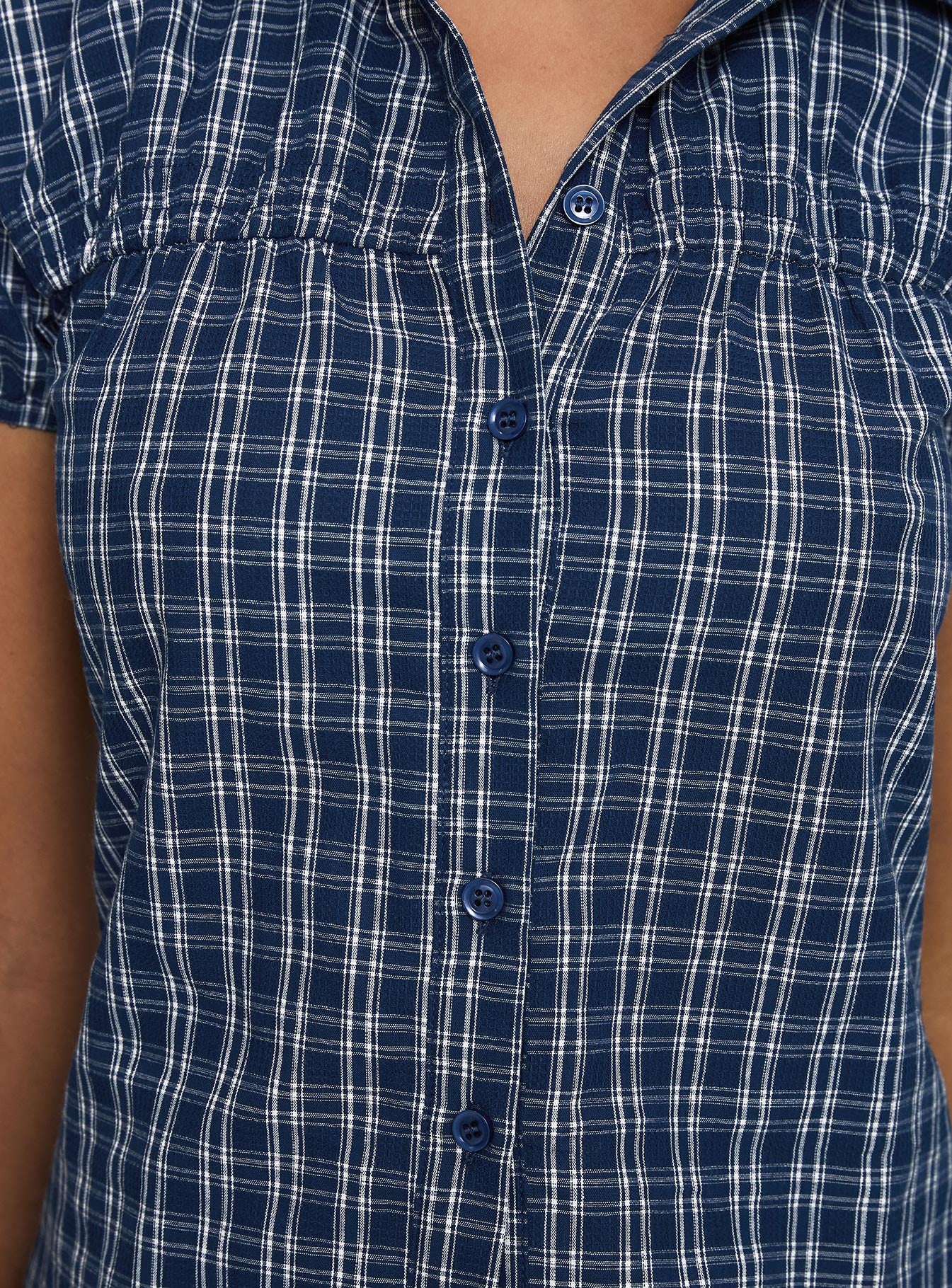 Separate Scenes Button Up Top Blue Check