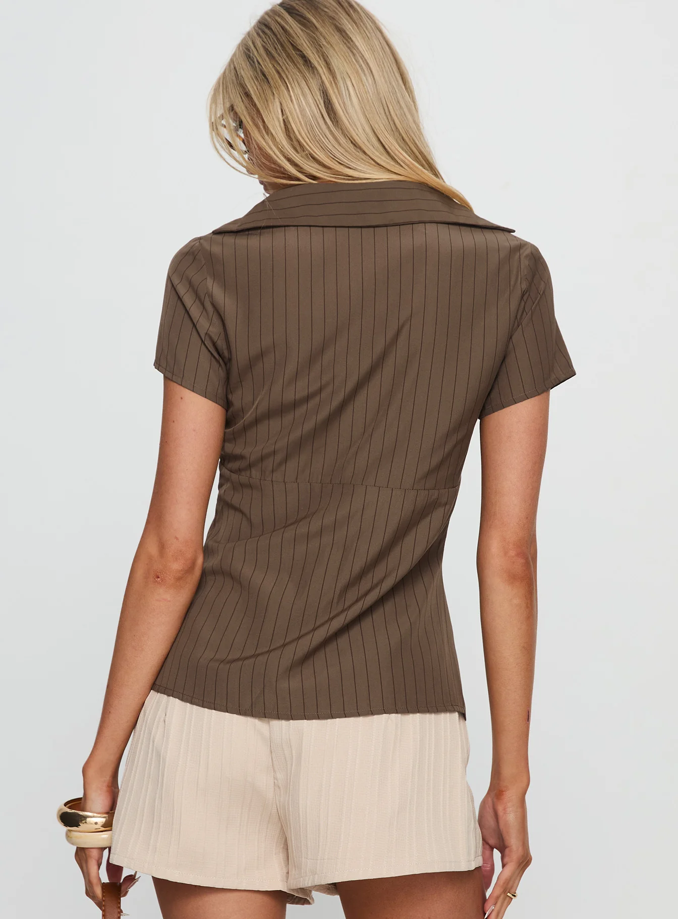 Life Begins Short Sleeve Top Brown Stripe