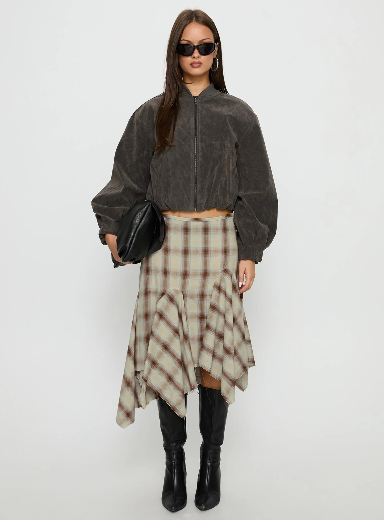 Toshie Asymmetrical Midi Skirt Multi Check