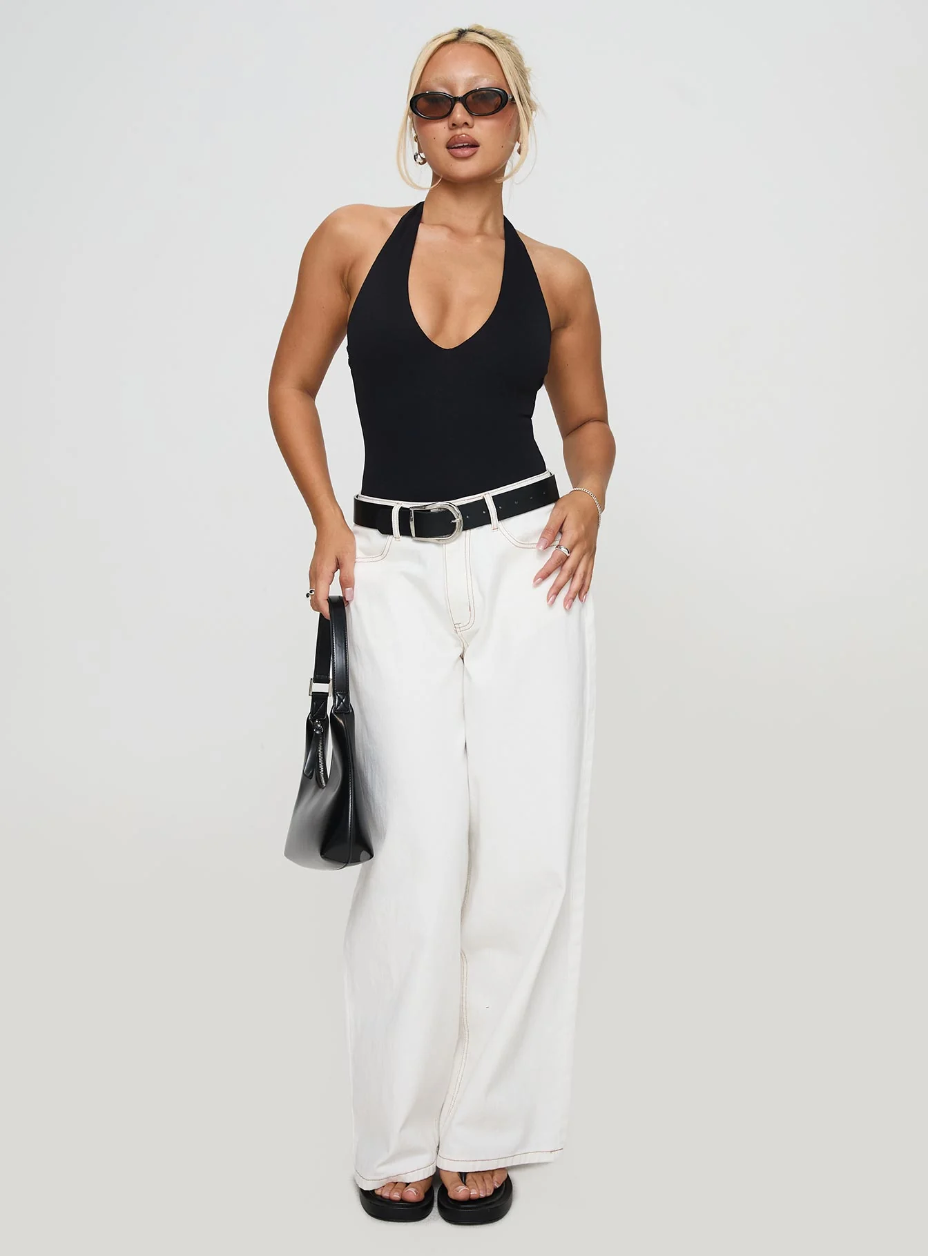 Someone New Halter Bodysuit Black