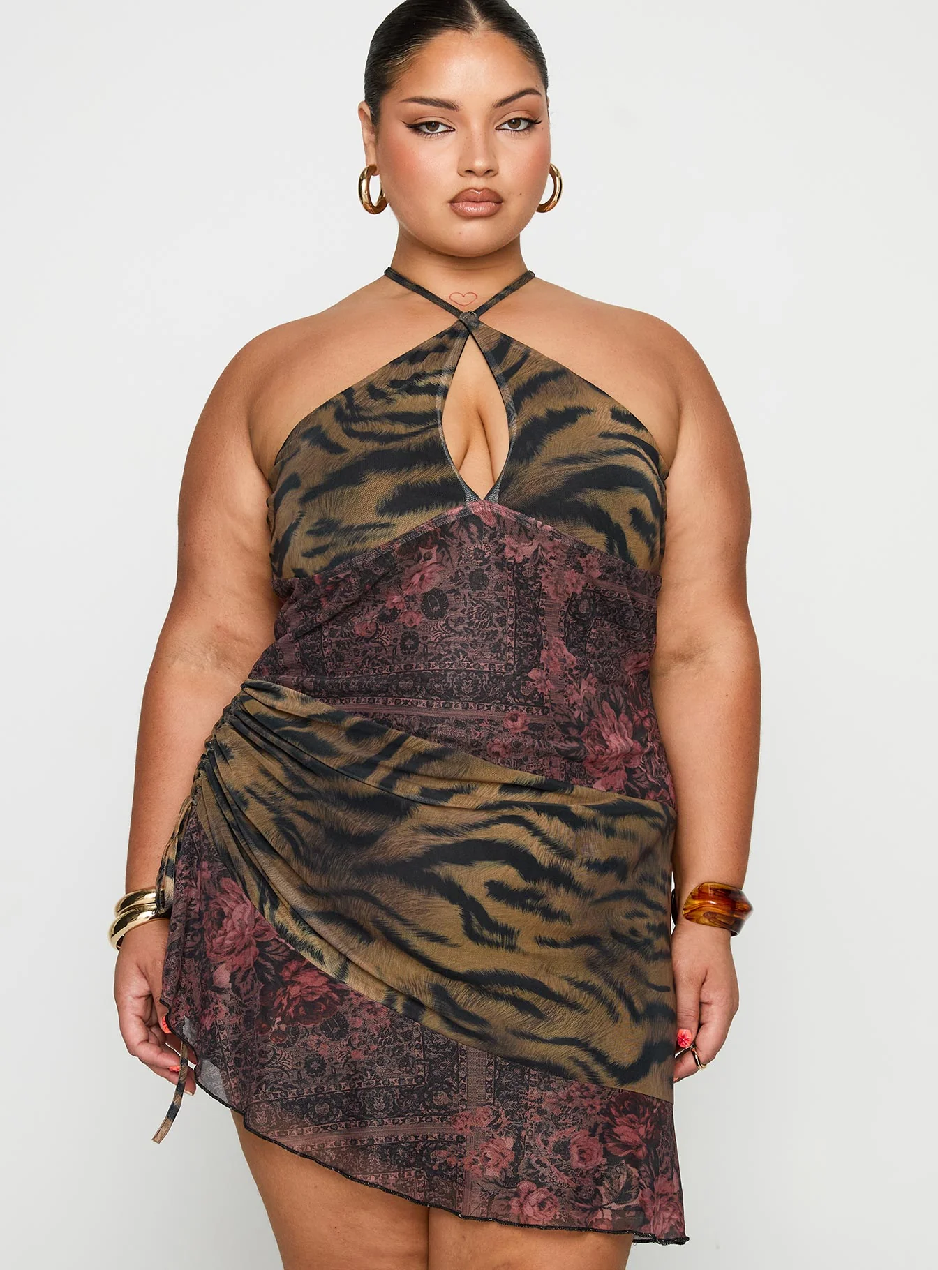 Syrefena Halter Mini Dress Multi Curve
