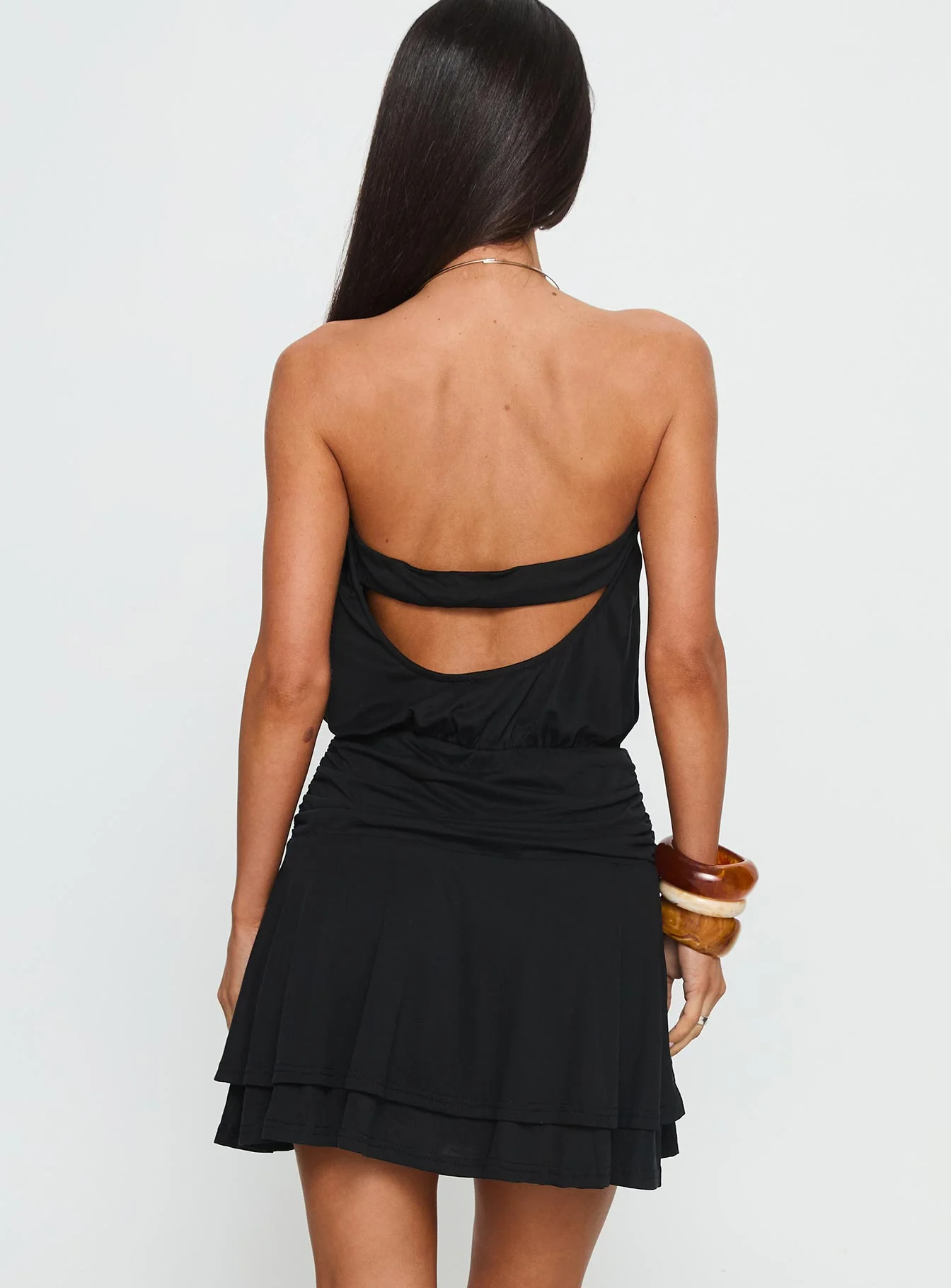 Brionne Pendant Detail Mini Dress Black