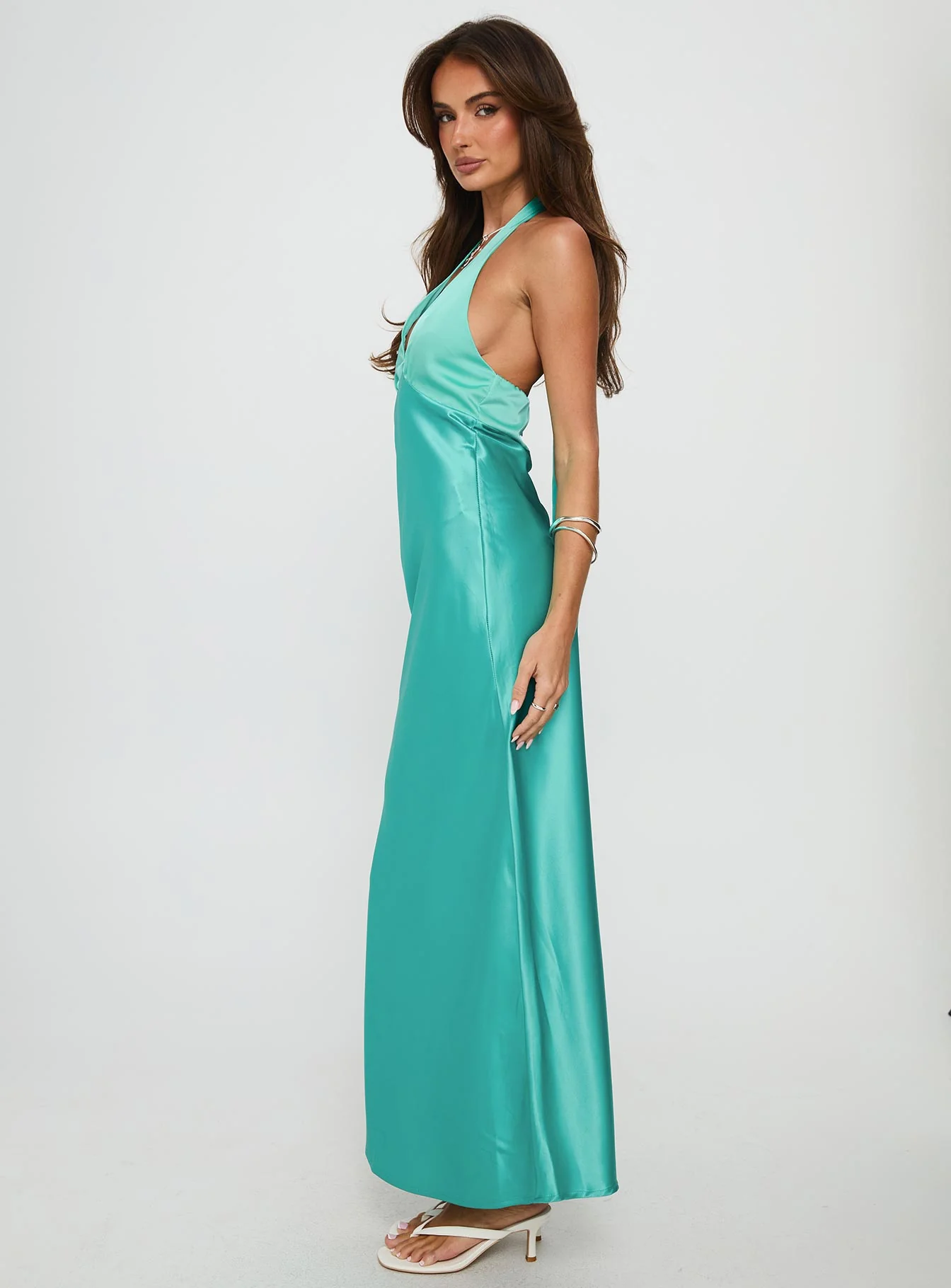 Annalia Scarf Tie Maxi Dress Aqua