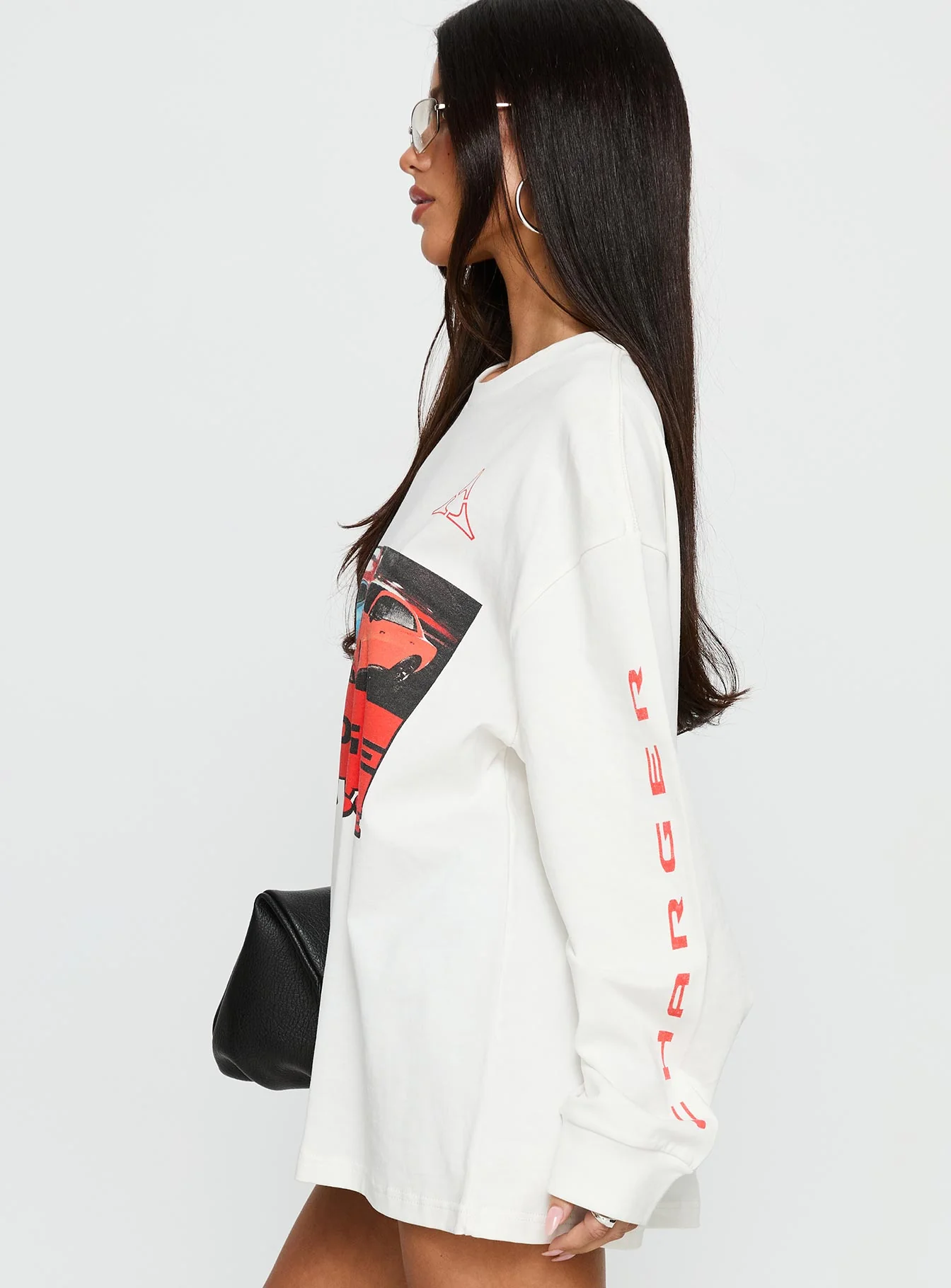 Dodge Electric Muscle Long Sleeve Graphic Top White