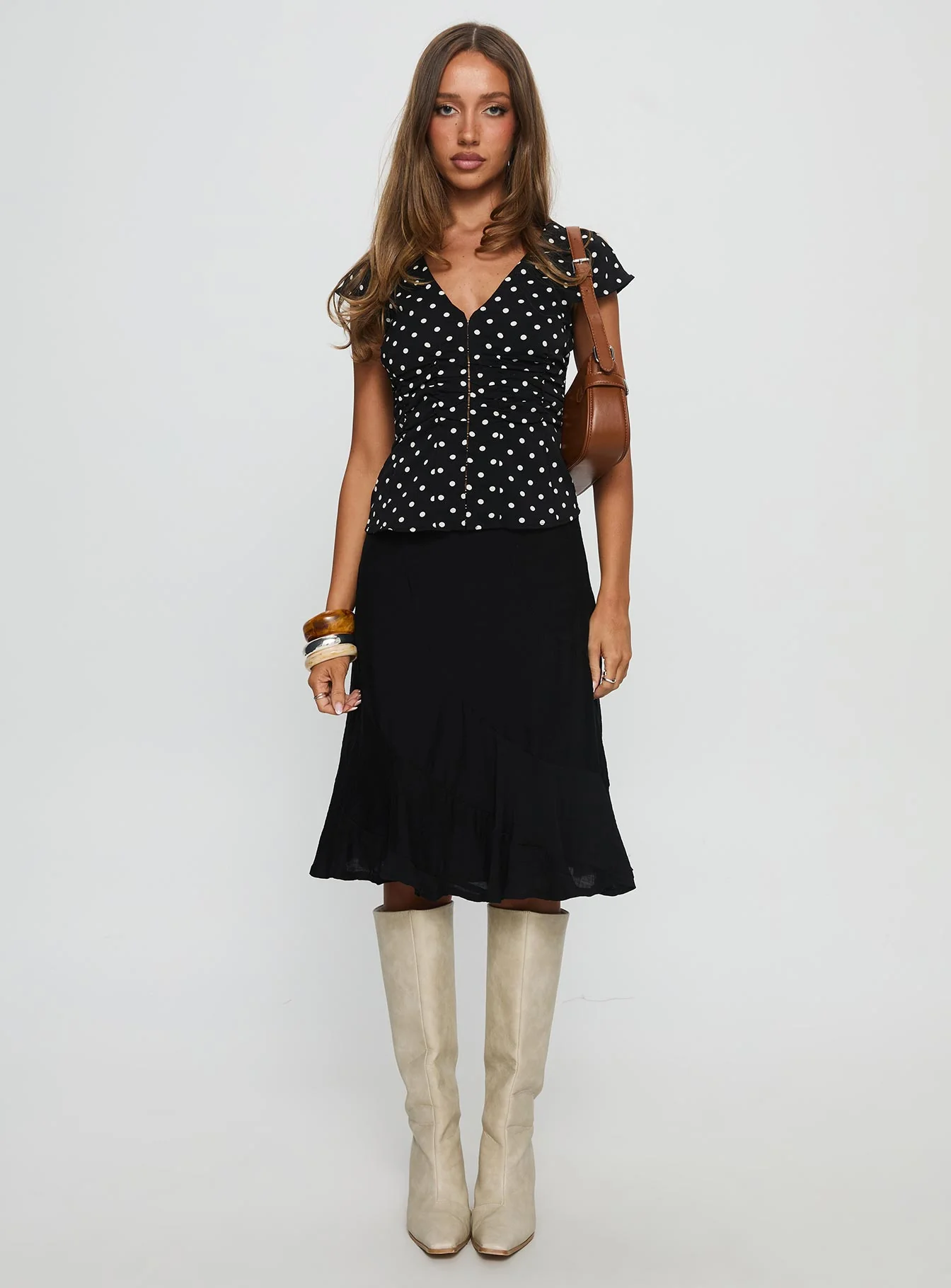 Indulgence Corset Top Black Polka