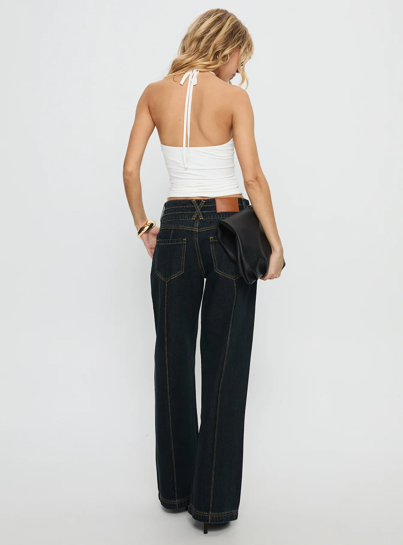 Hannalee Low Rise Wide Leg Cargo Jeans Grunge Wash