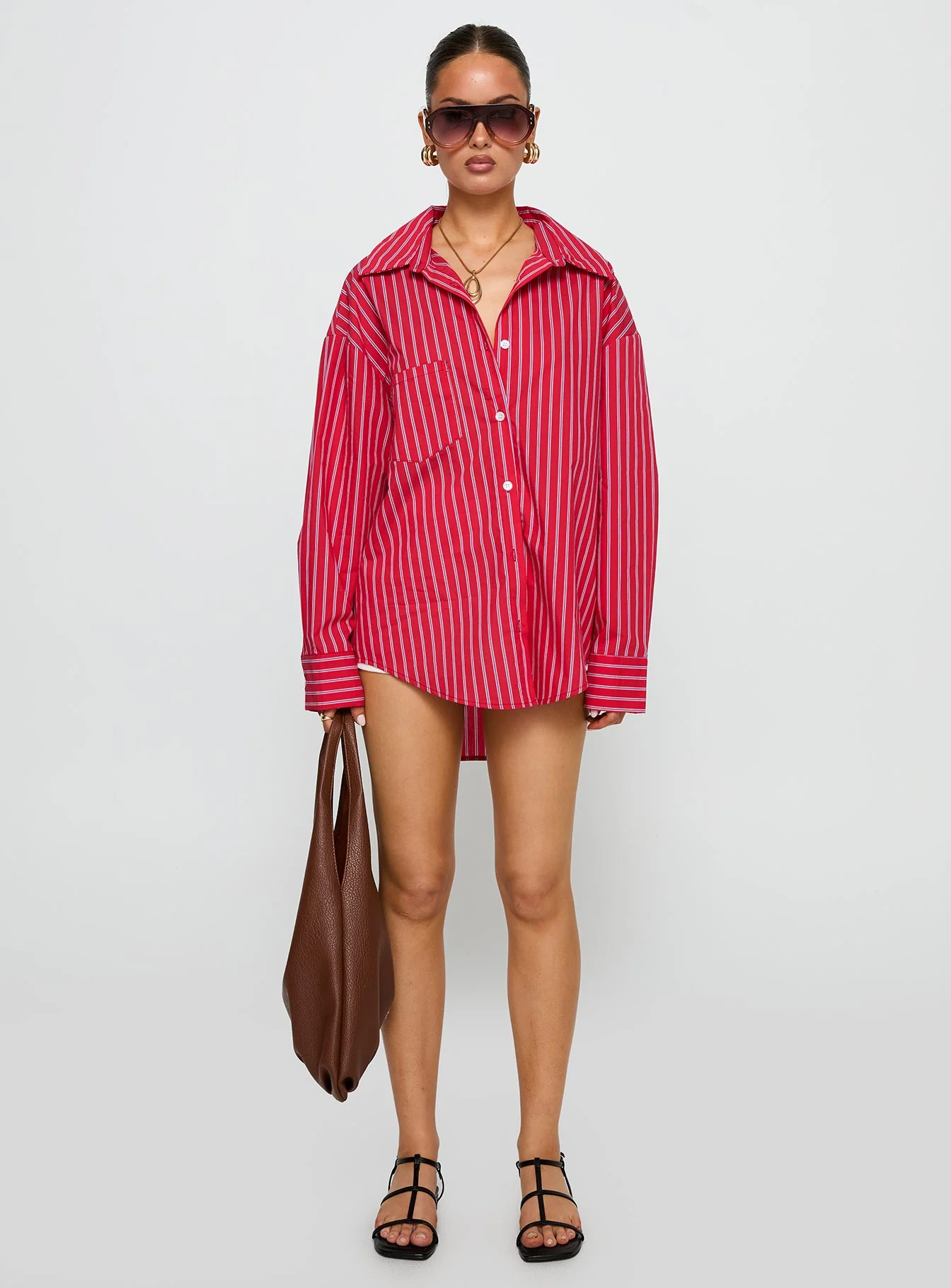 Kodhi Oversized Long Sleeve Top Red Stripe