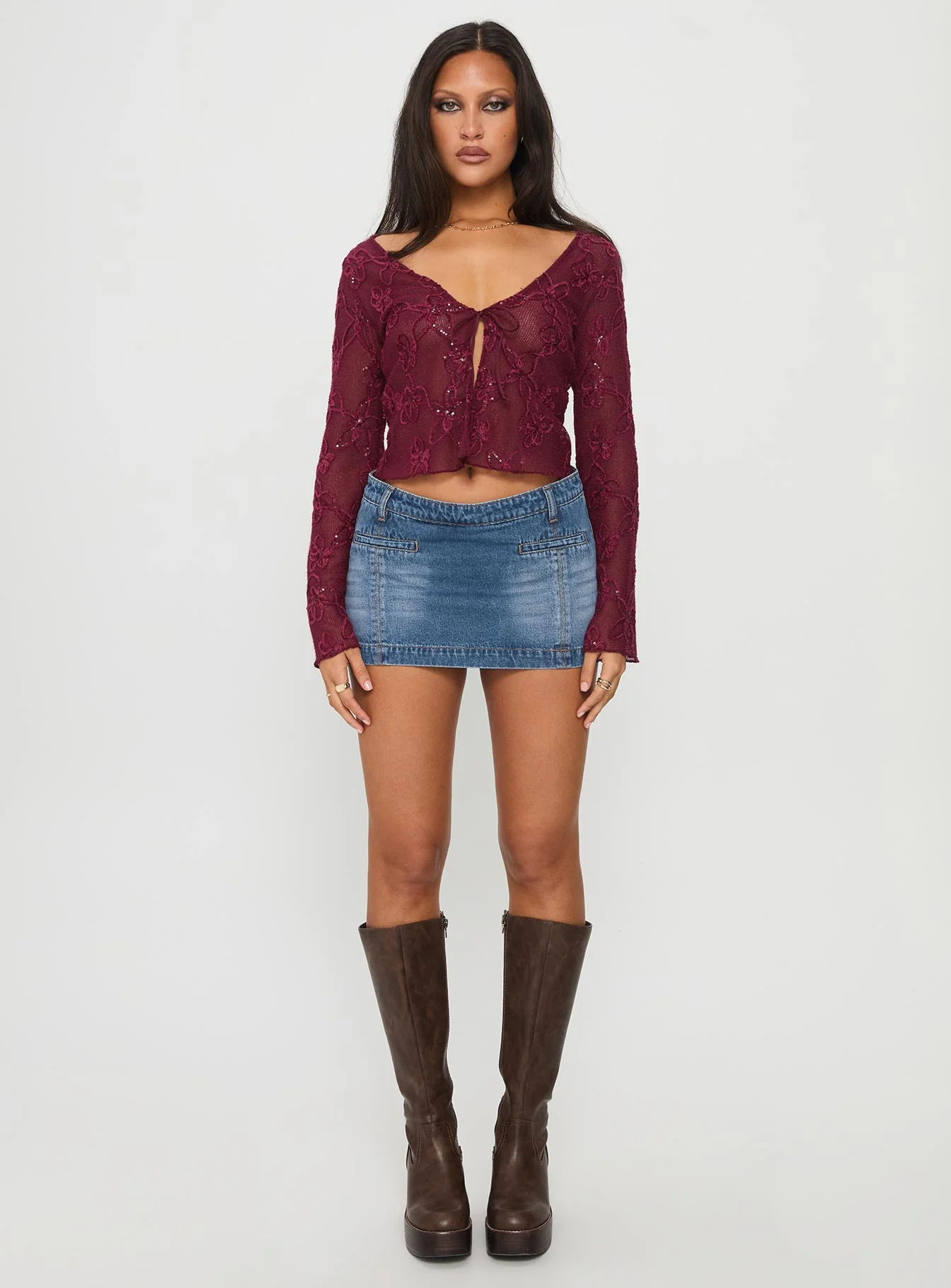 Sukita Long Sleeve Top Burgundy