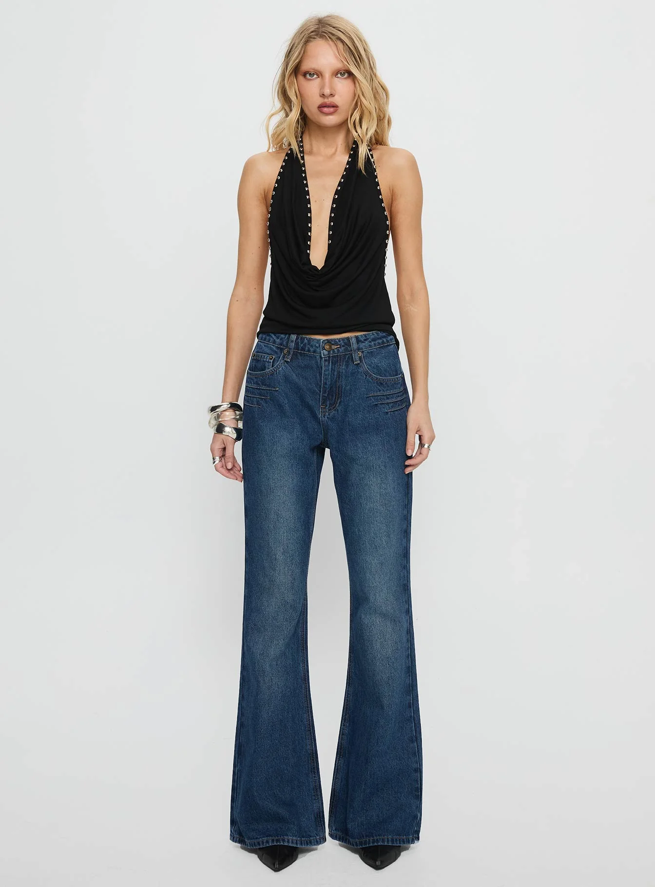 Wide World Mid Rise Bootleg Jeans Mid Blue