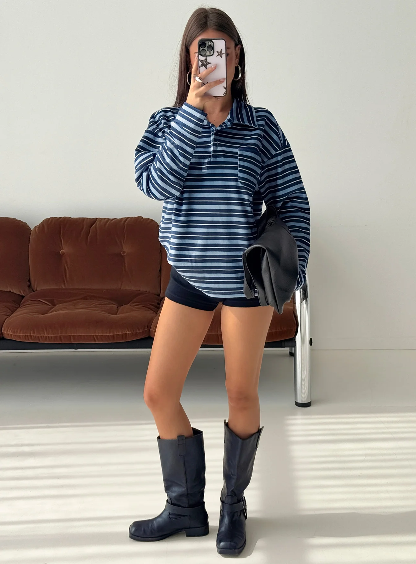 Mystris Collared Jumper Blue Stripe