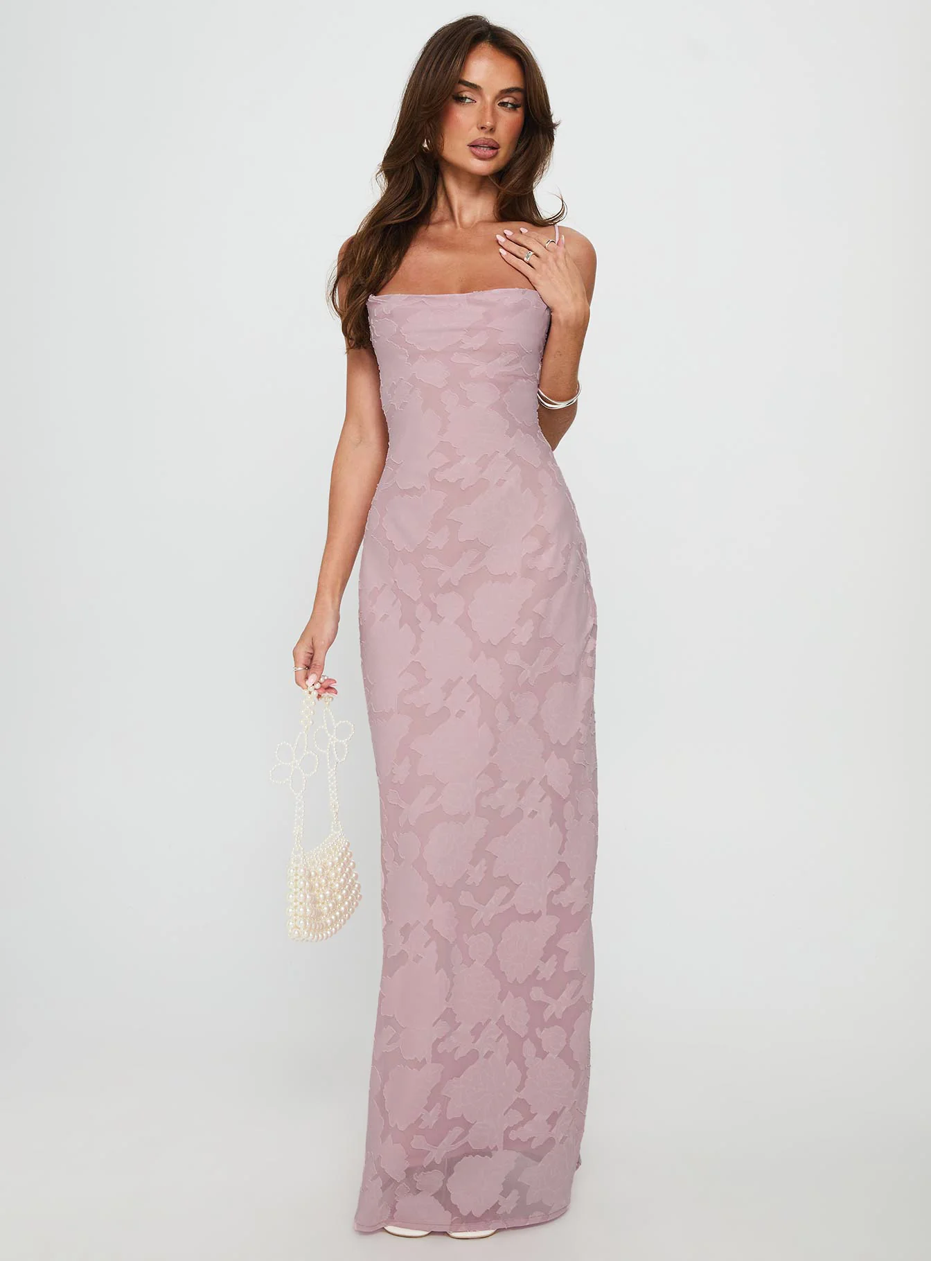 Celena Maxi Dress Light Pink Burnout