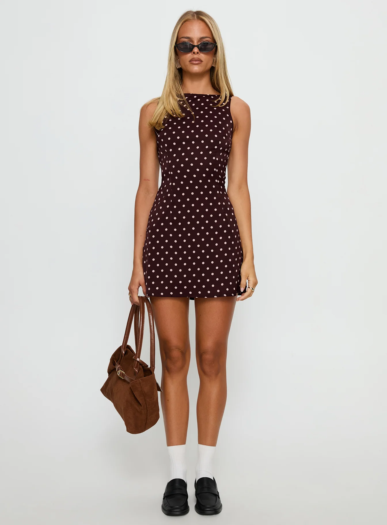Kherin Boat Neck Romper Wine Polka