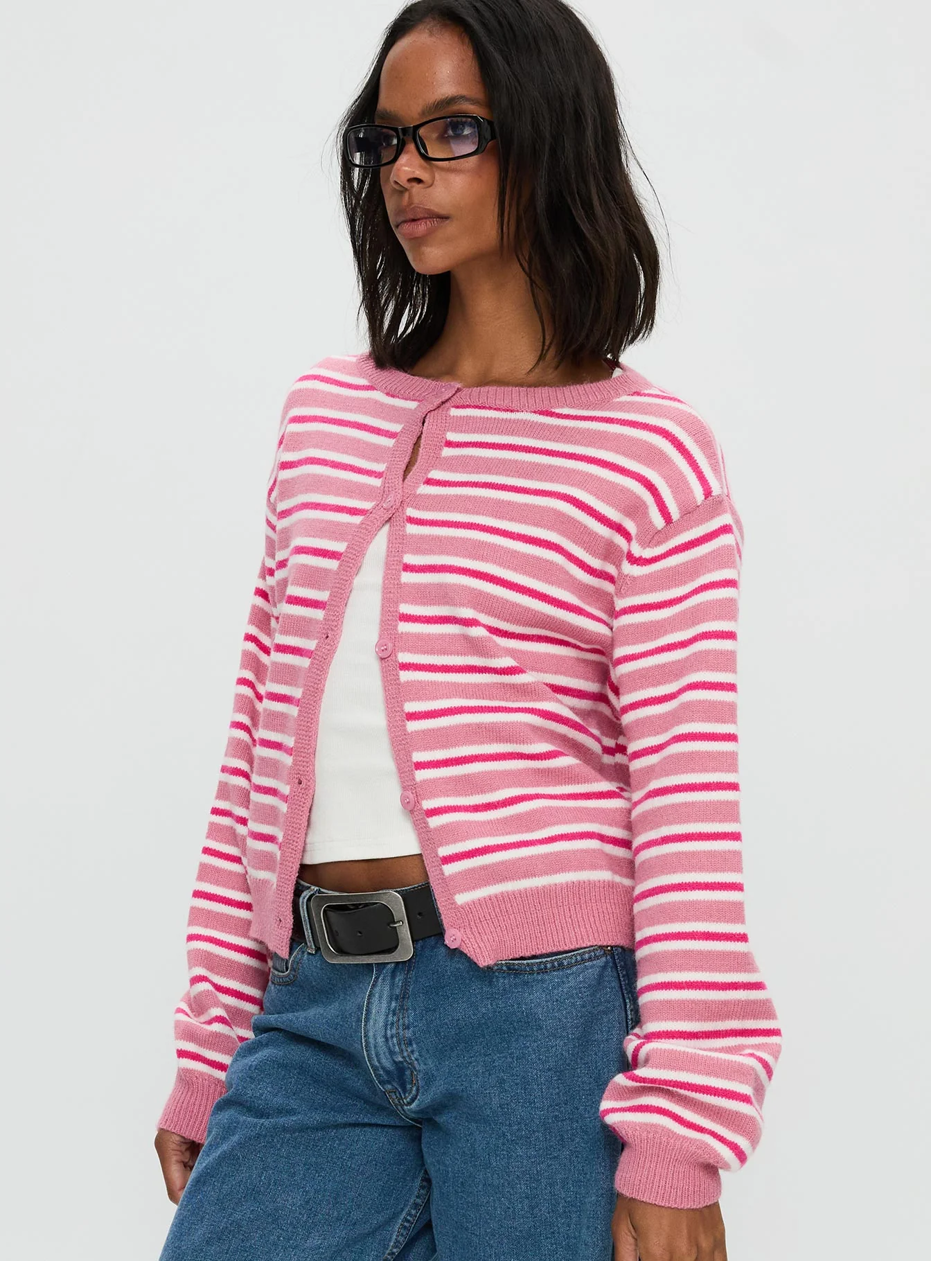Heavenly Dream Cardigan Pink Stripe