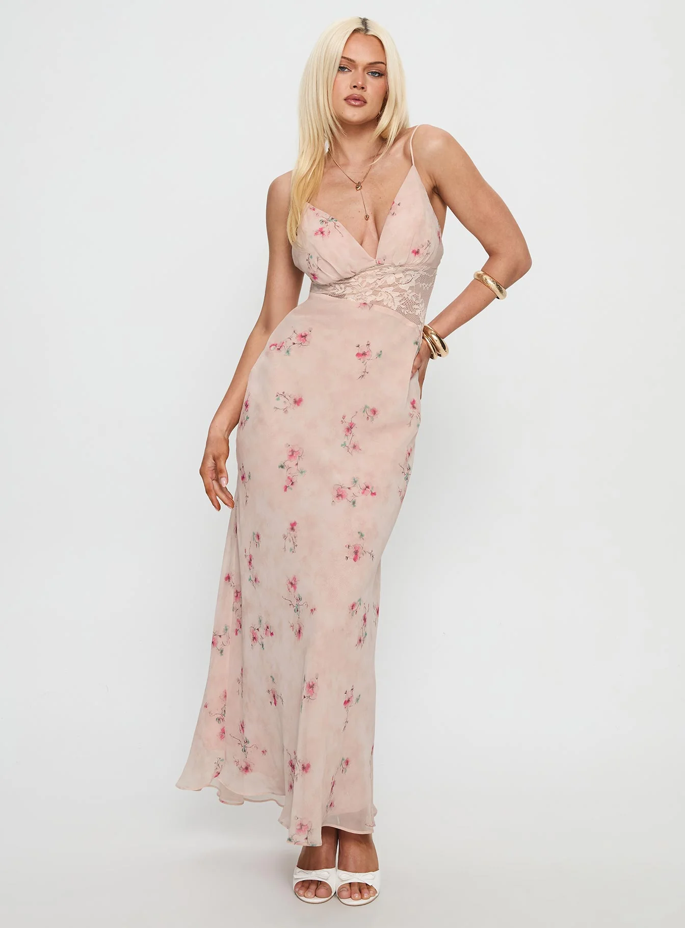 Rheina Lace Maxi Dress Pink Floral
