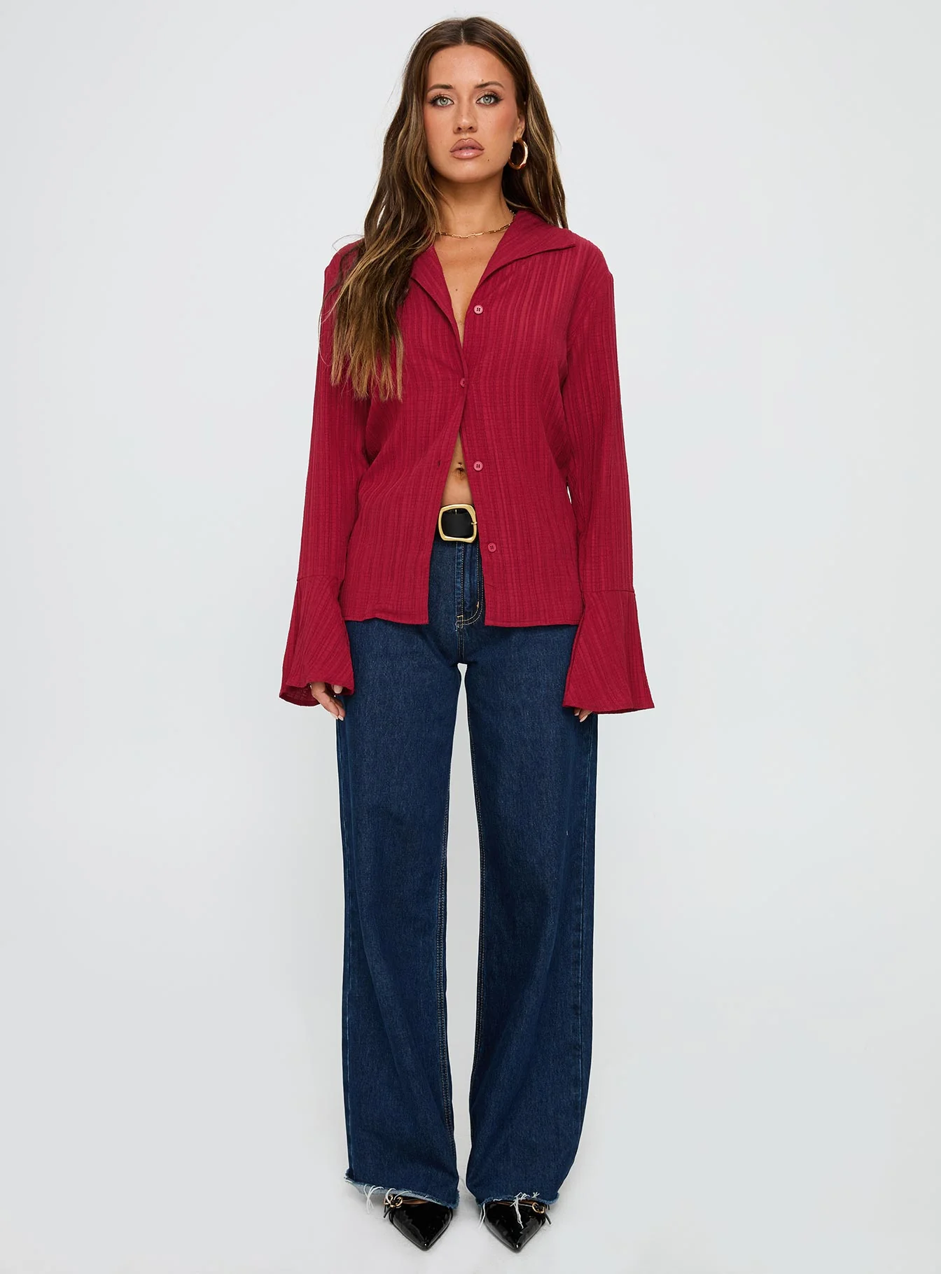 Beatris Long Sleeve Top Red