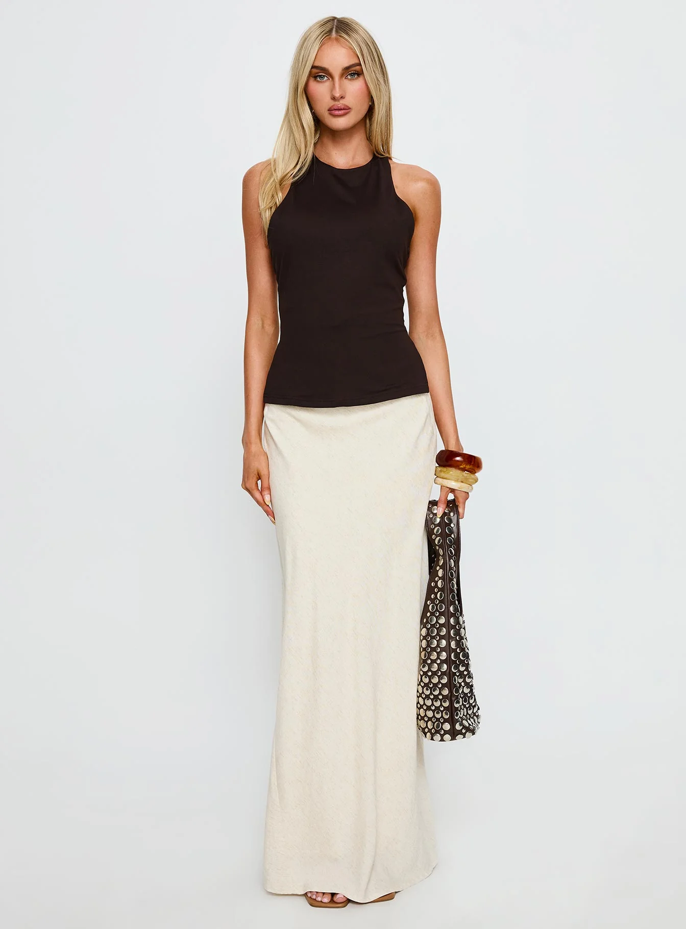 Harlene Back Detail Top Brown